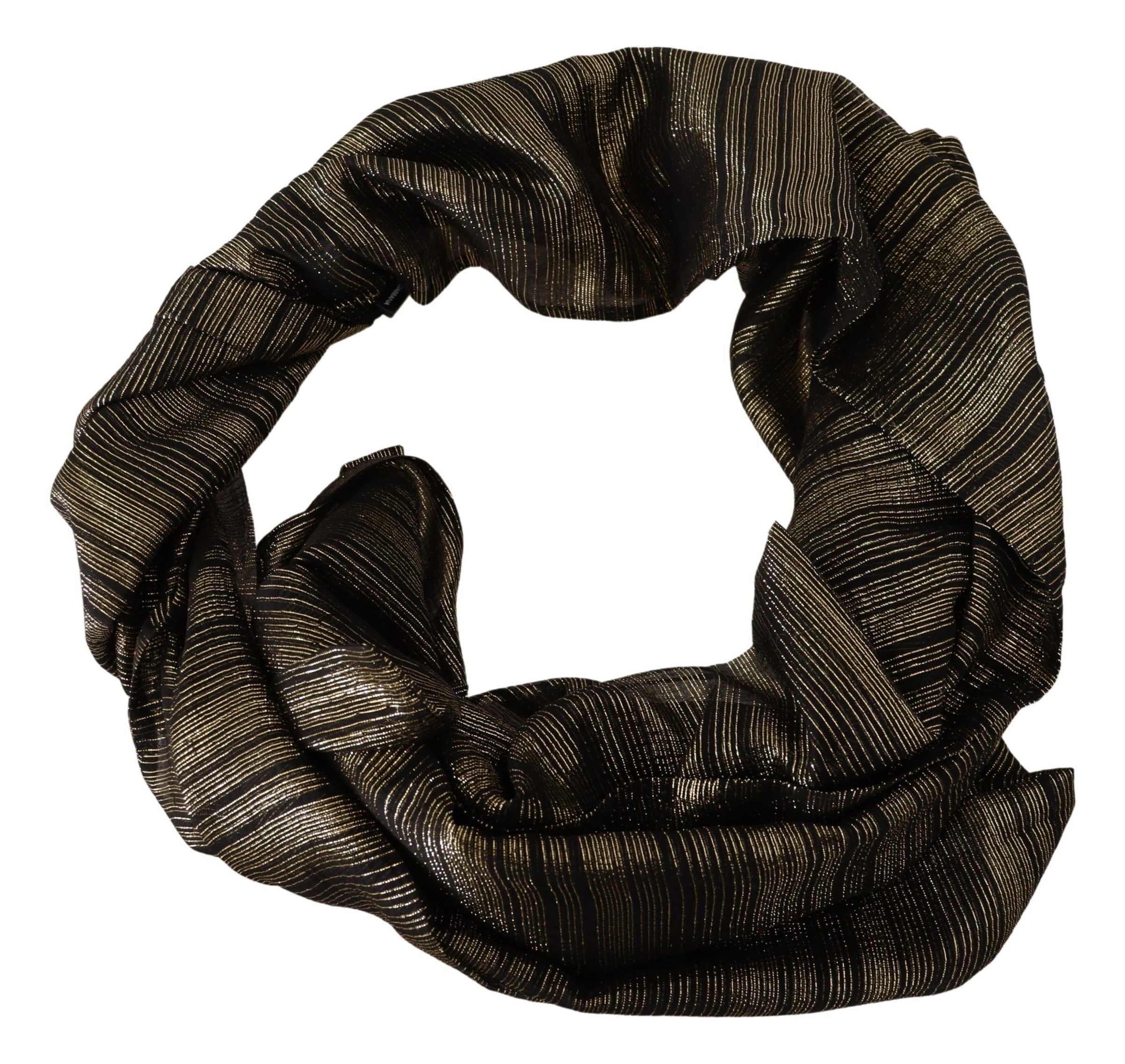 Dolce & Gabbana Metallic Gold Silk Stretch Scarf Wrap Scarf-3