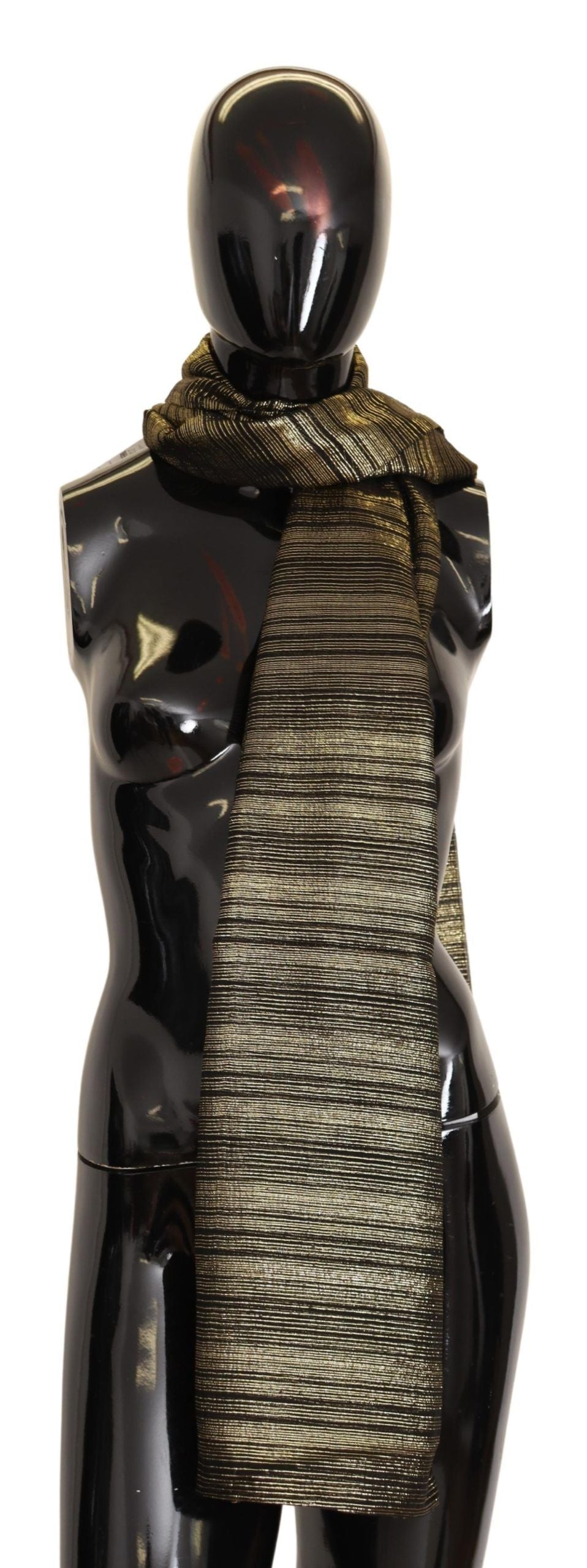 Dolce & Gabbana Metallic Gold Silk Stretch Scarf Wrap Scarf-1
