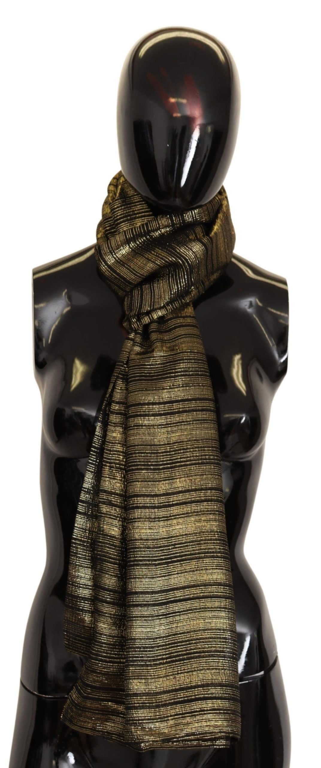 Dolce & Gabbana Metallic Gold Silk Stretch Scarf Wrap Scarf-5