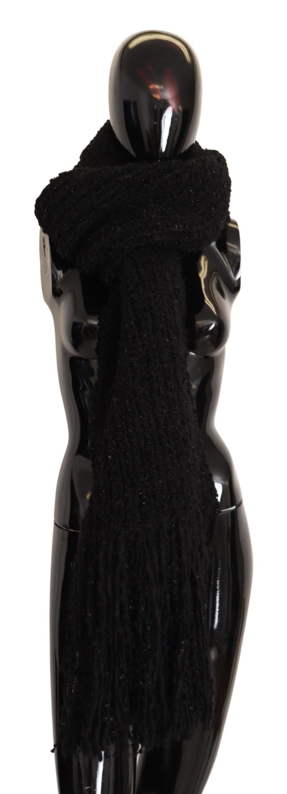 Dolce & Gabbana Black knitted pure wool wrap scarf-2