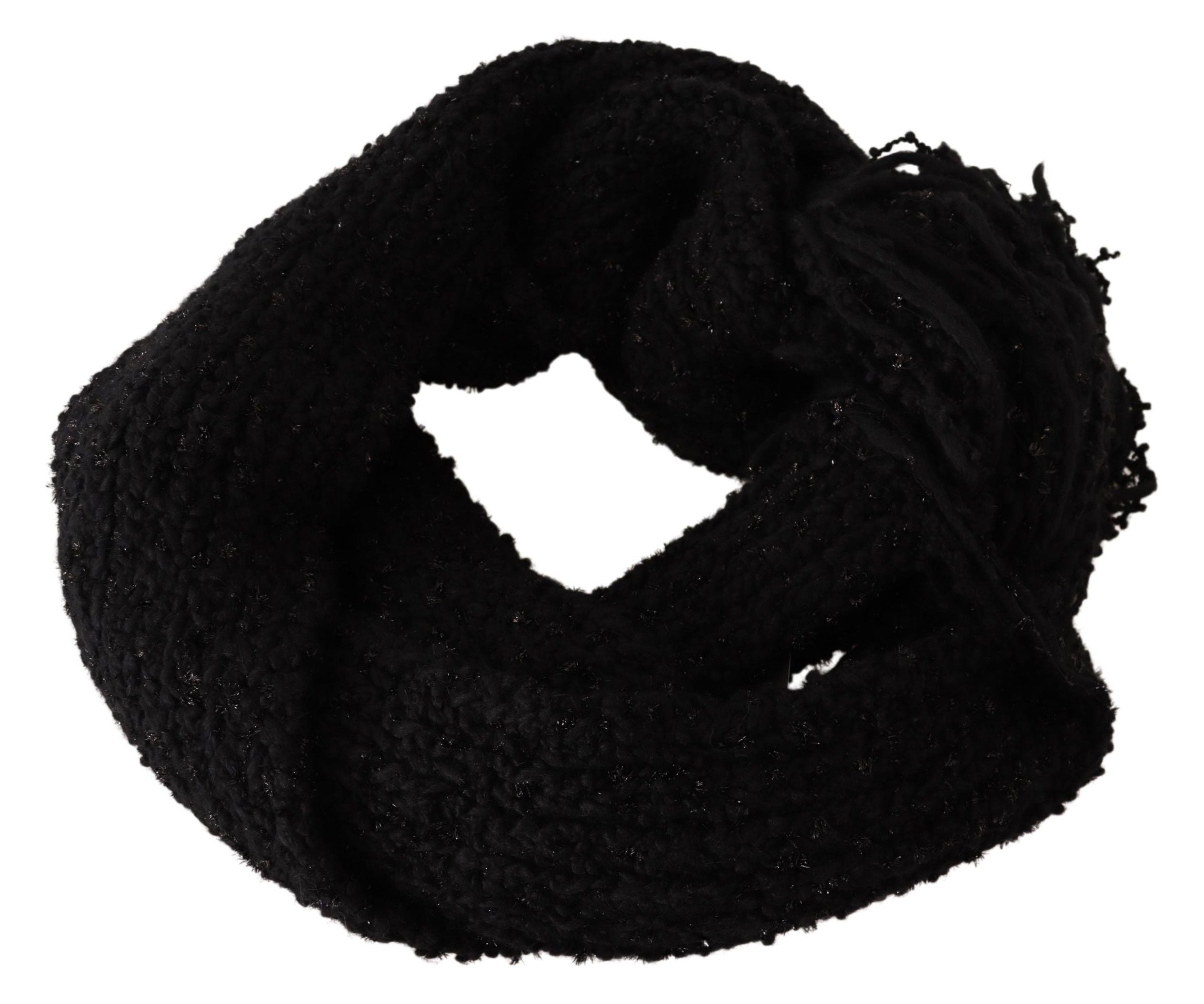 Dolce & Gabbana Black knitted pure wool wrap scarf-3