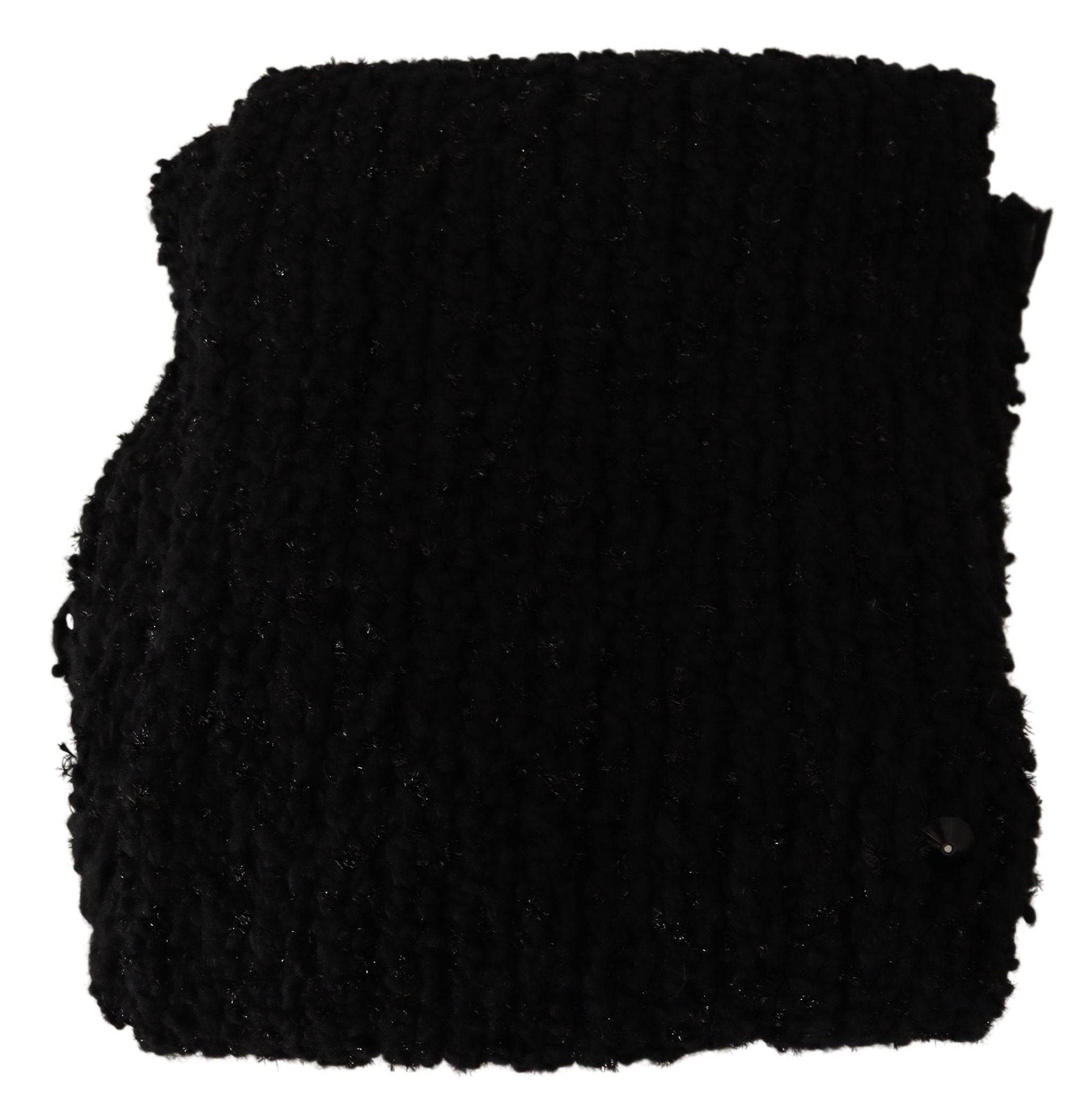 Dolce & Gabbana Black knitted pure wool wrap scarf-4