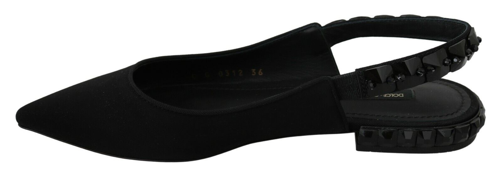 Dolce & Gabbana Black Flats Slingback Charmeuse Shoes-2