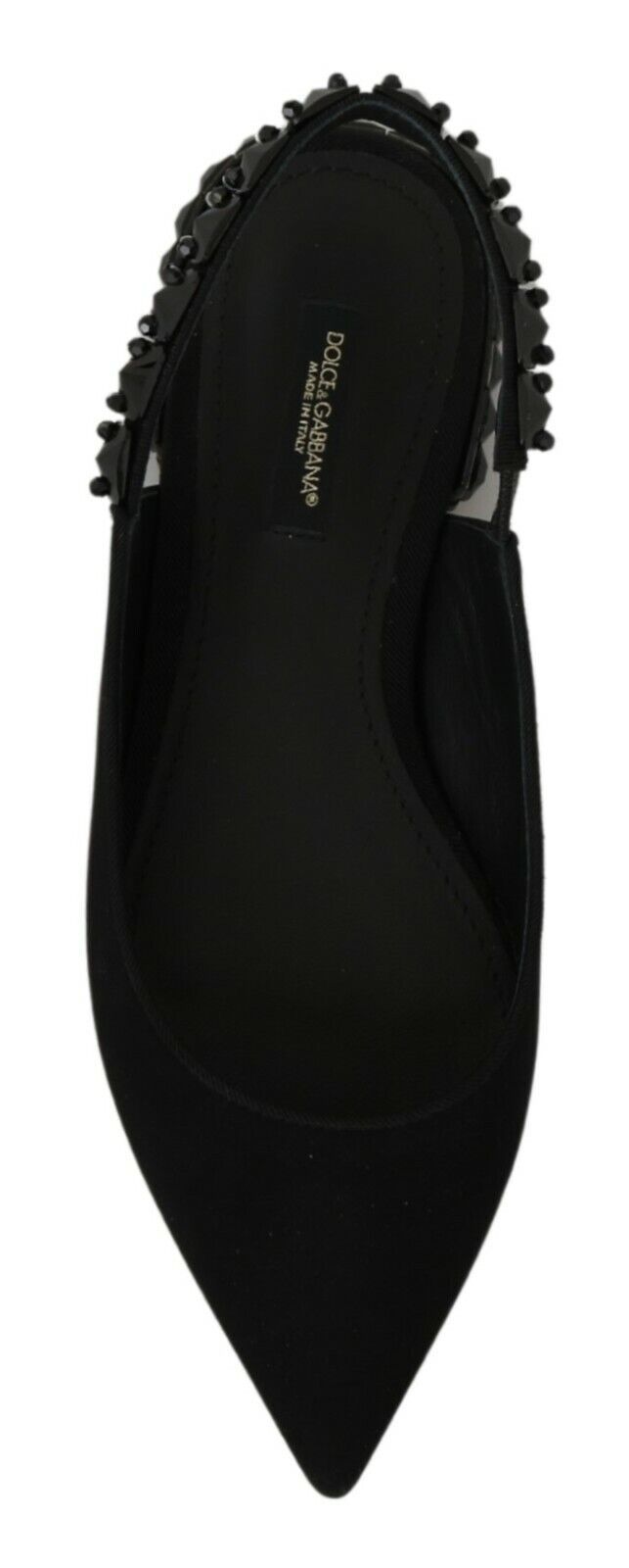 Dolce & Gabbana Black Flats Slingback Charmeuse Shoes-4