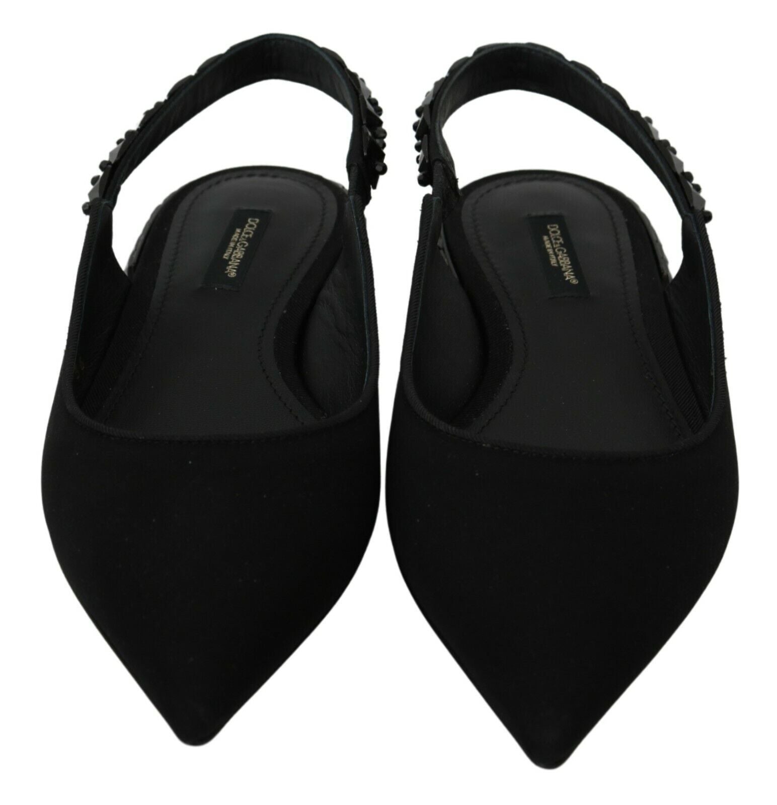 Dolce & Gabbana Black Flats Slingback Charmeuse Shoes-5