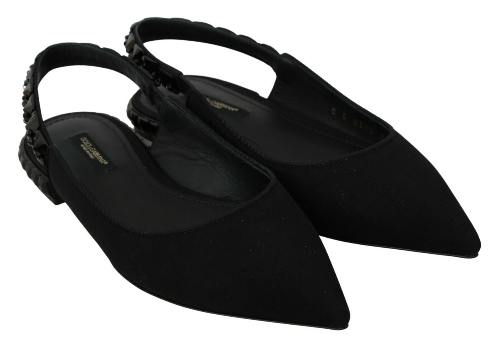 Dolce & Gabbana Black Flats Slingback Charmeuse Shoes-6