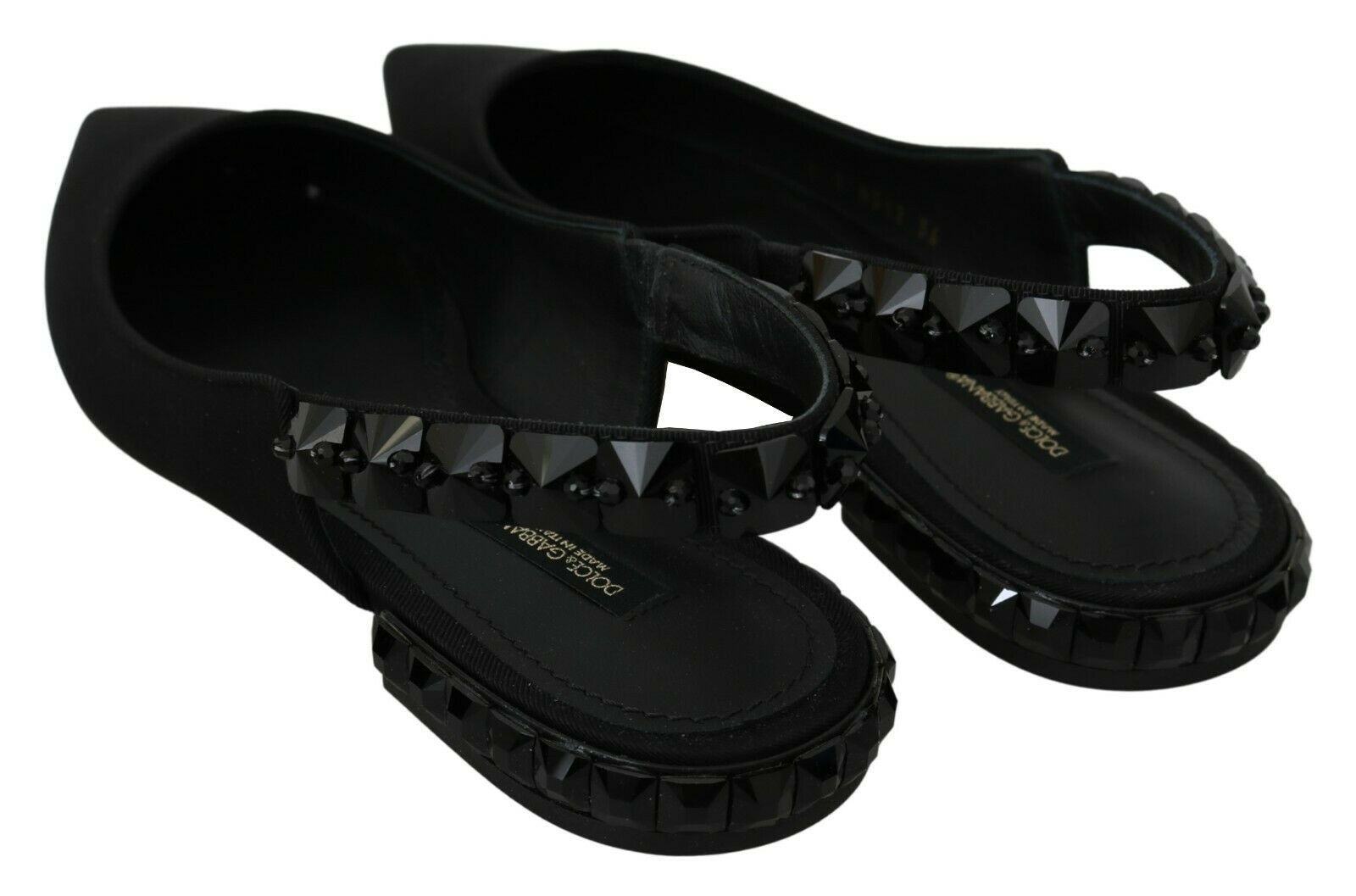 Dolce & Gabbana Black Flats Slingback Charmeuse Shoes-7