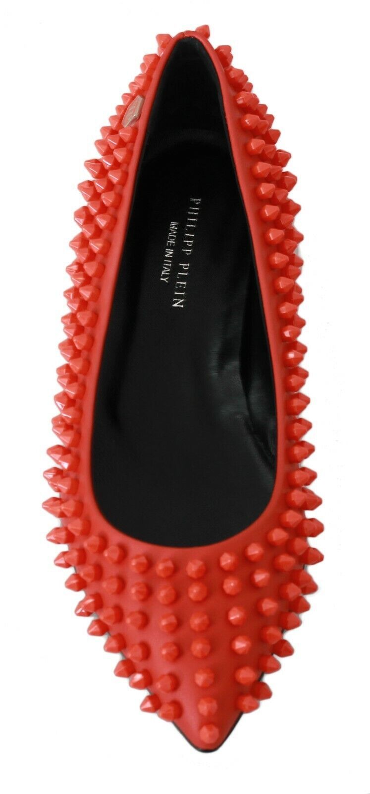 Philipp Plein Orange Leather Ballerina WHAT I DO Flats Shoes-4
