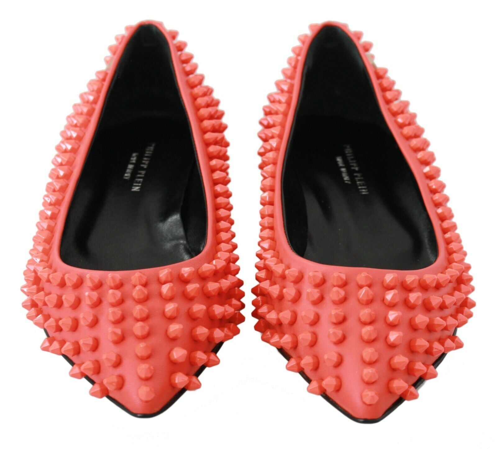 Philipp Plein Orange Leather Ballerina WHAT I DO Flats Shoes-5