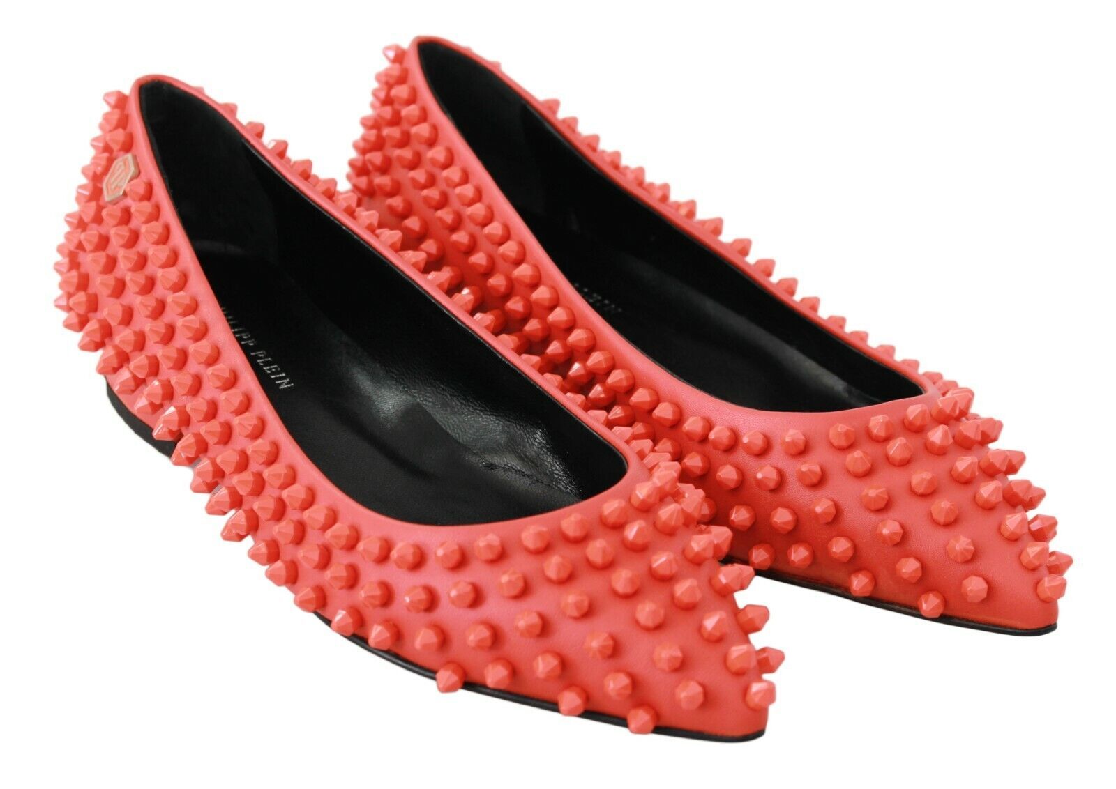 Philipp Plein Orange Leather Ballerina WHAT I DO Flats Shoes-6