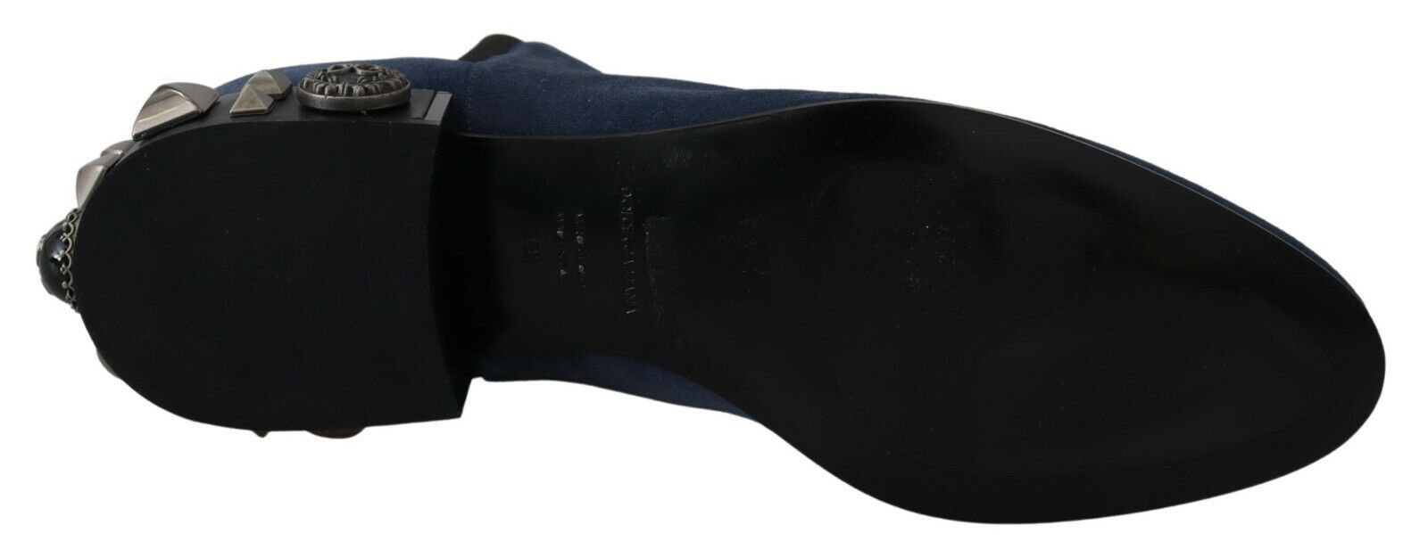 Dolce & Gabbana Blue Suede Embellished Studded Boots Shoes-3