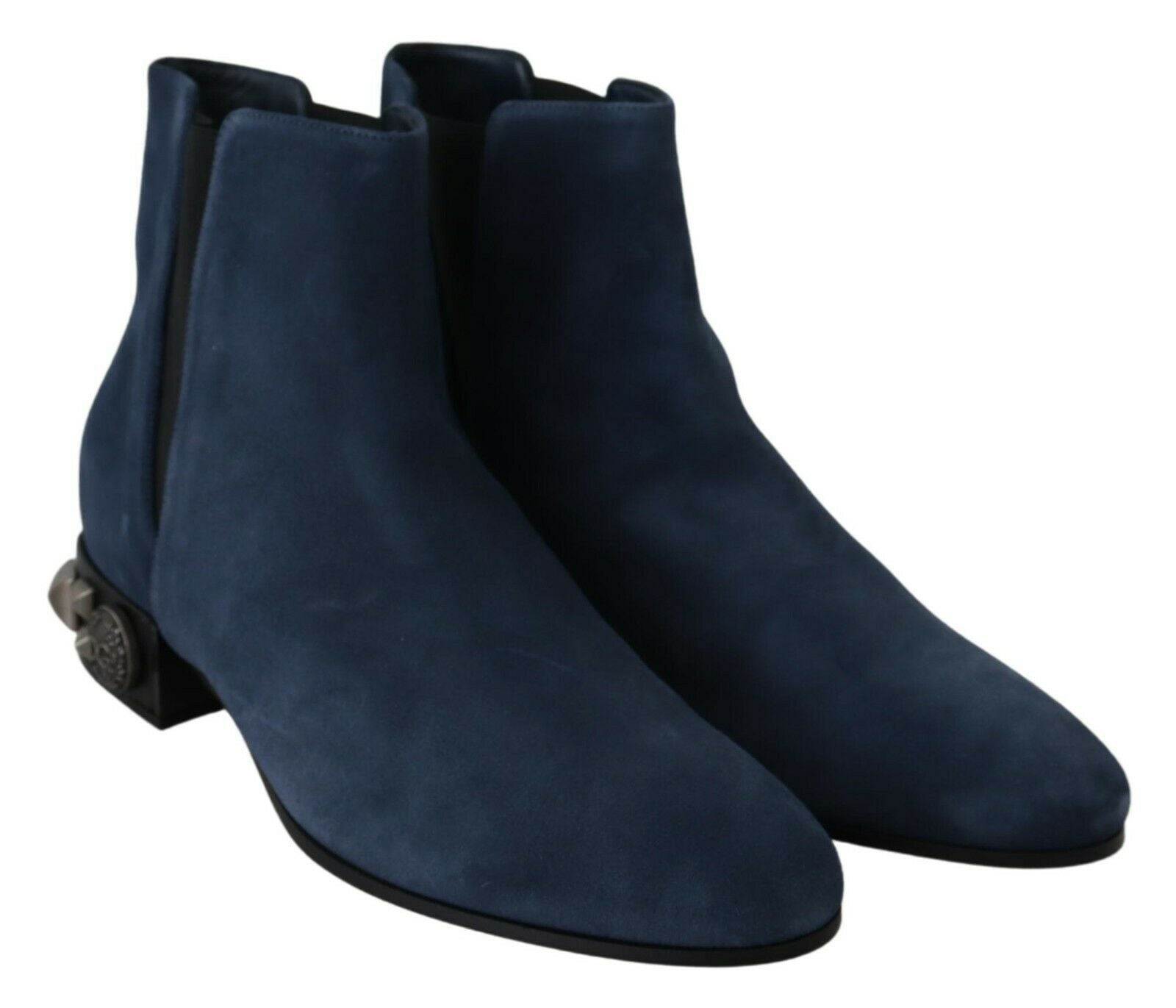 Dolce & Gabbana Blue Suede Embellished Studded Boots Shoes-6