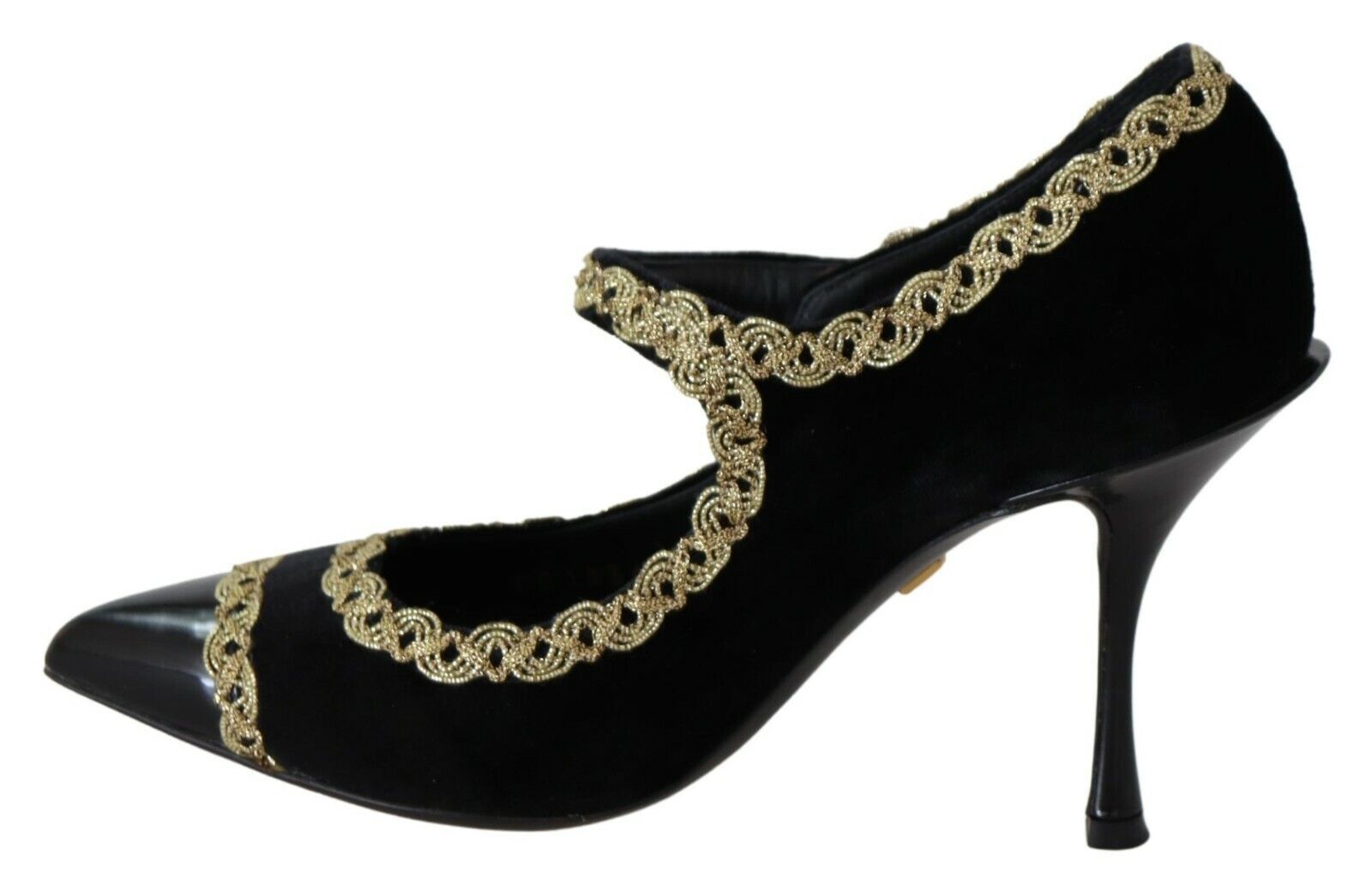 Dolce & Gabbana black embellished velvet Mary Jane pumps shoes-2