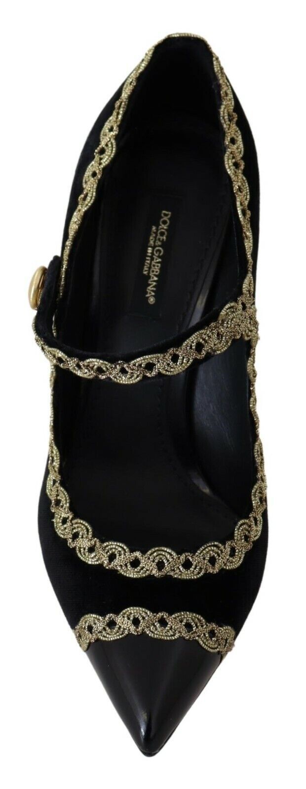 Dolce & Gabbana black embellished velvet Mary Jane pumps shoes-4