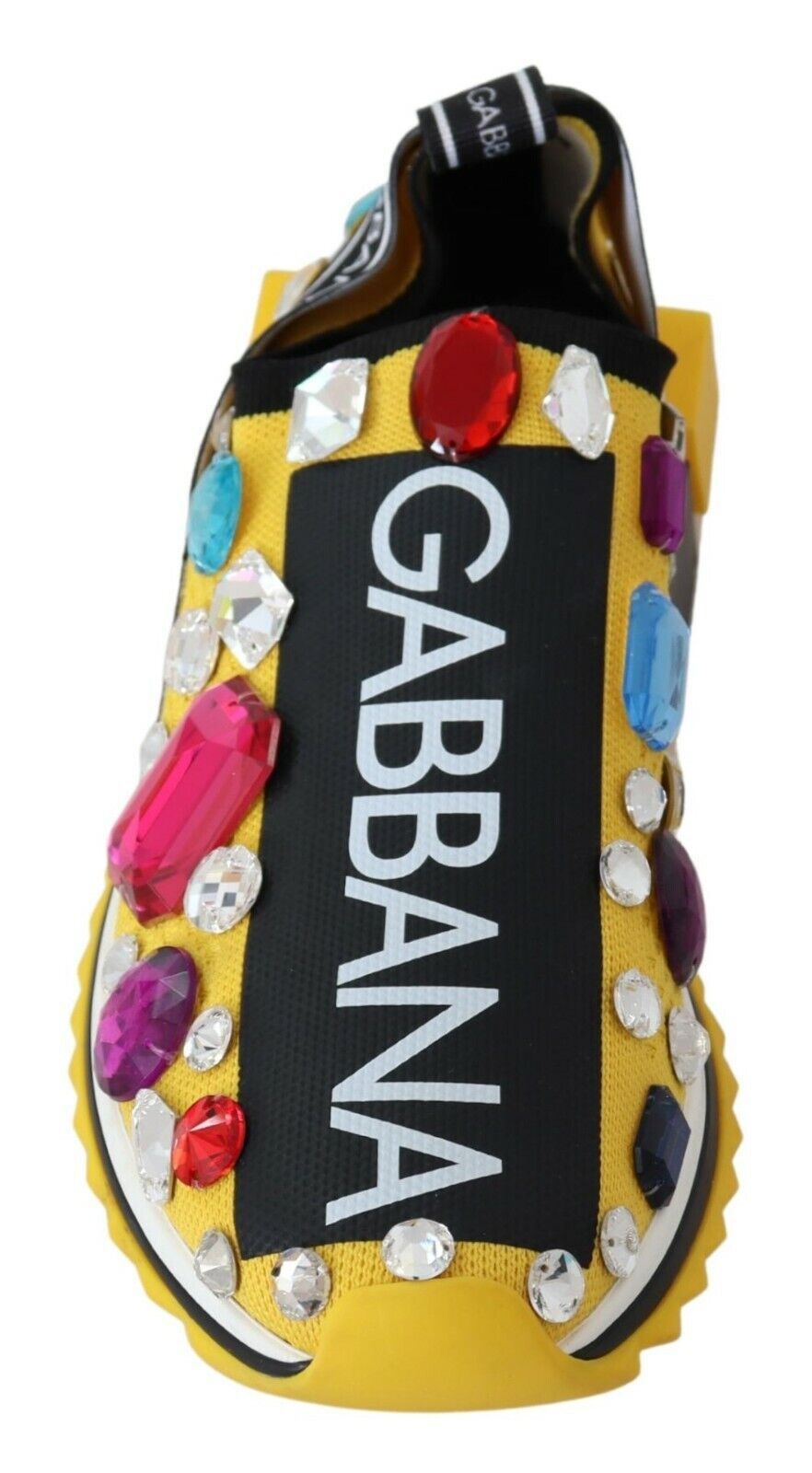 Dolce & Gabbana Yellow Multicolor Crystal Sneakers Shoes-4