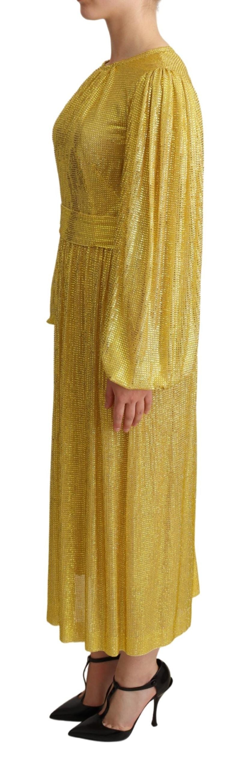 Dolce & Gabbana Yellow pleated maxi dress in crystal mesh-2