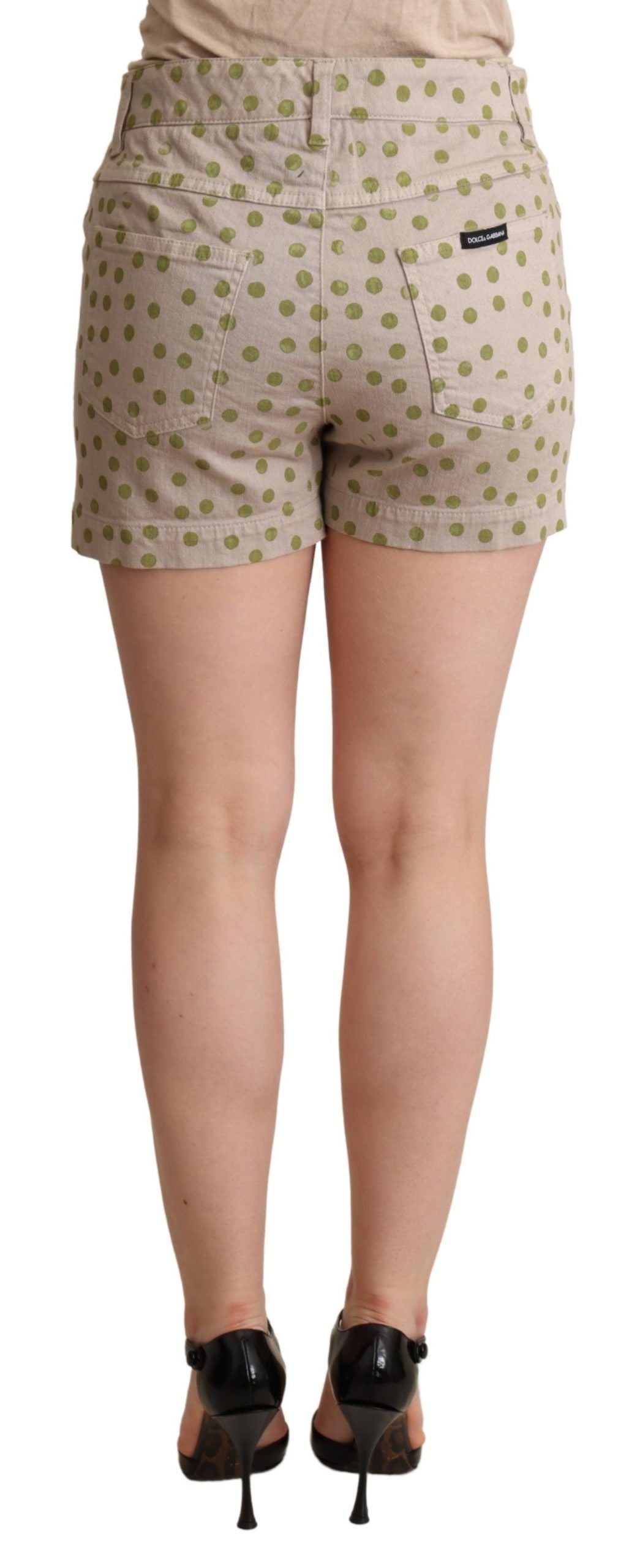 Shorts vaqueros de algodón elástico con lunares beige de Dolce & Gabbana-2