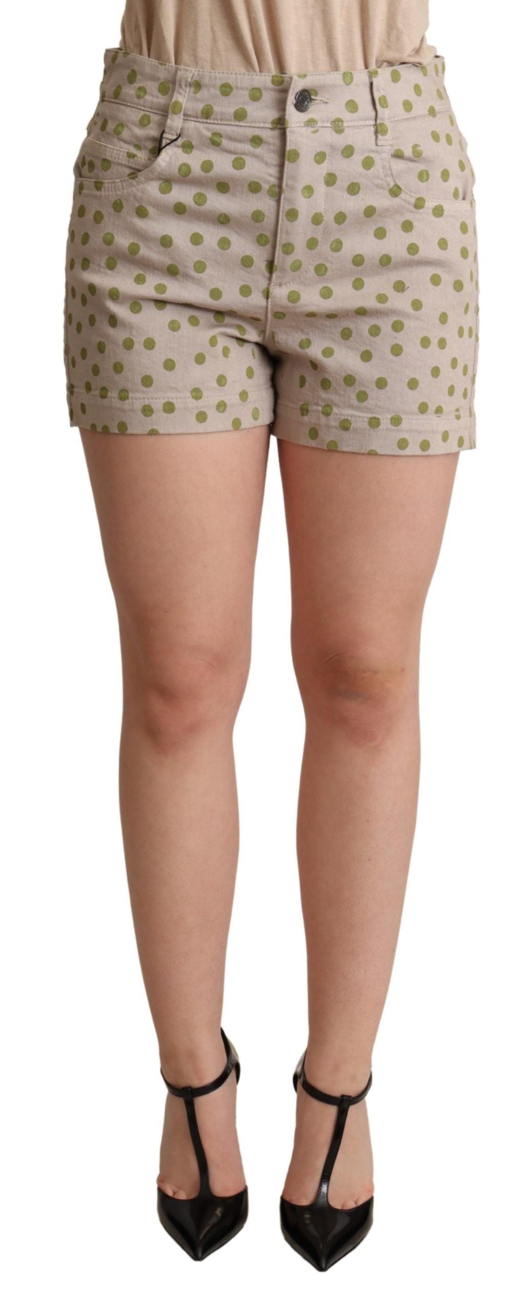 Shorts vaqueros de algodón elástico con lunares beige de Dolce & Gabbana-1