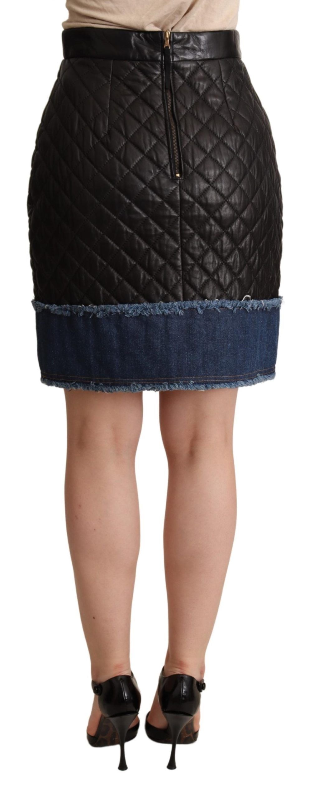 Dolce & Gabbana Black quilted leather mini skirts-3