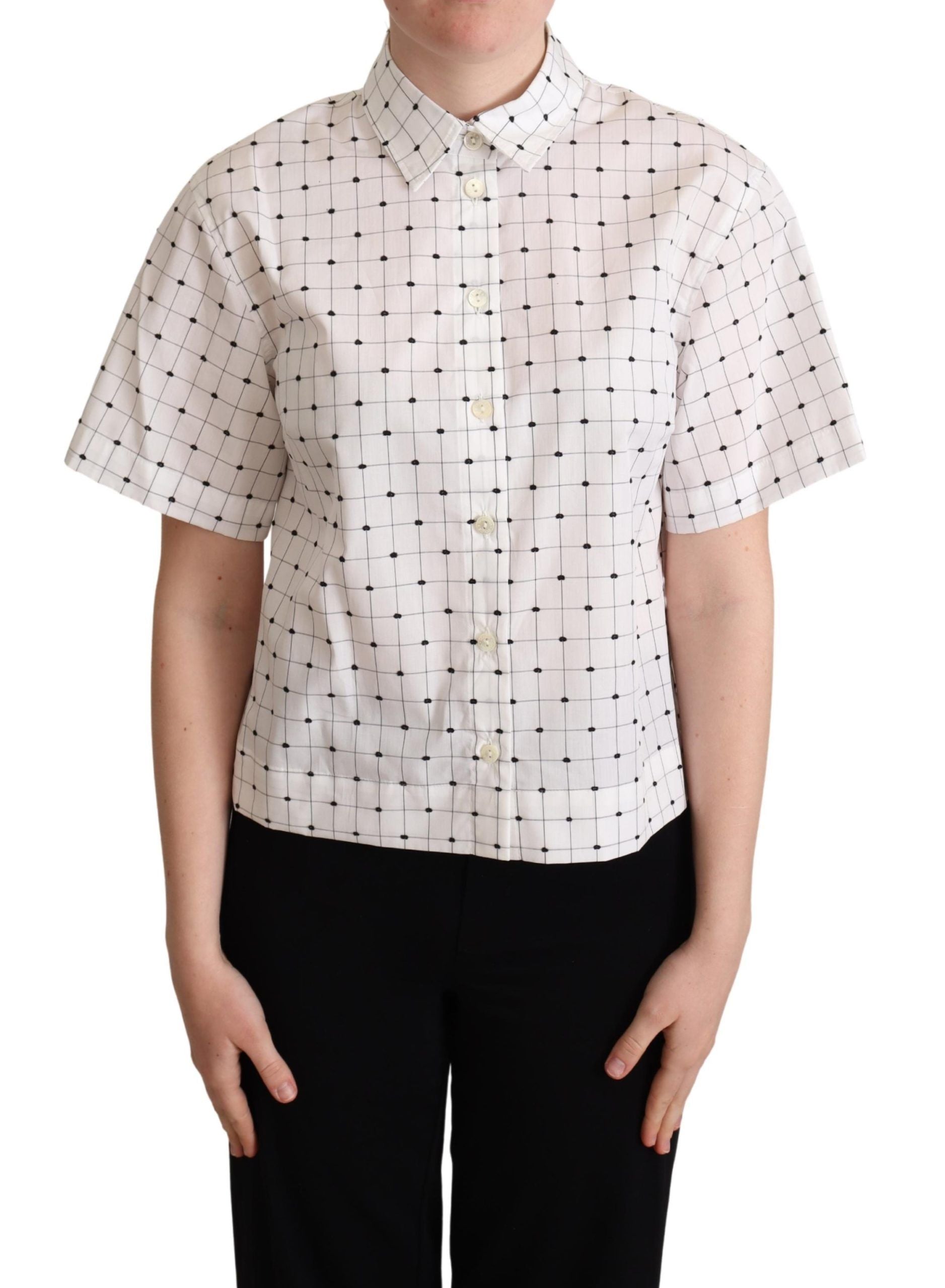 Dolce & Gabbana White polka dot shirt with collar made of cotton-1