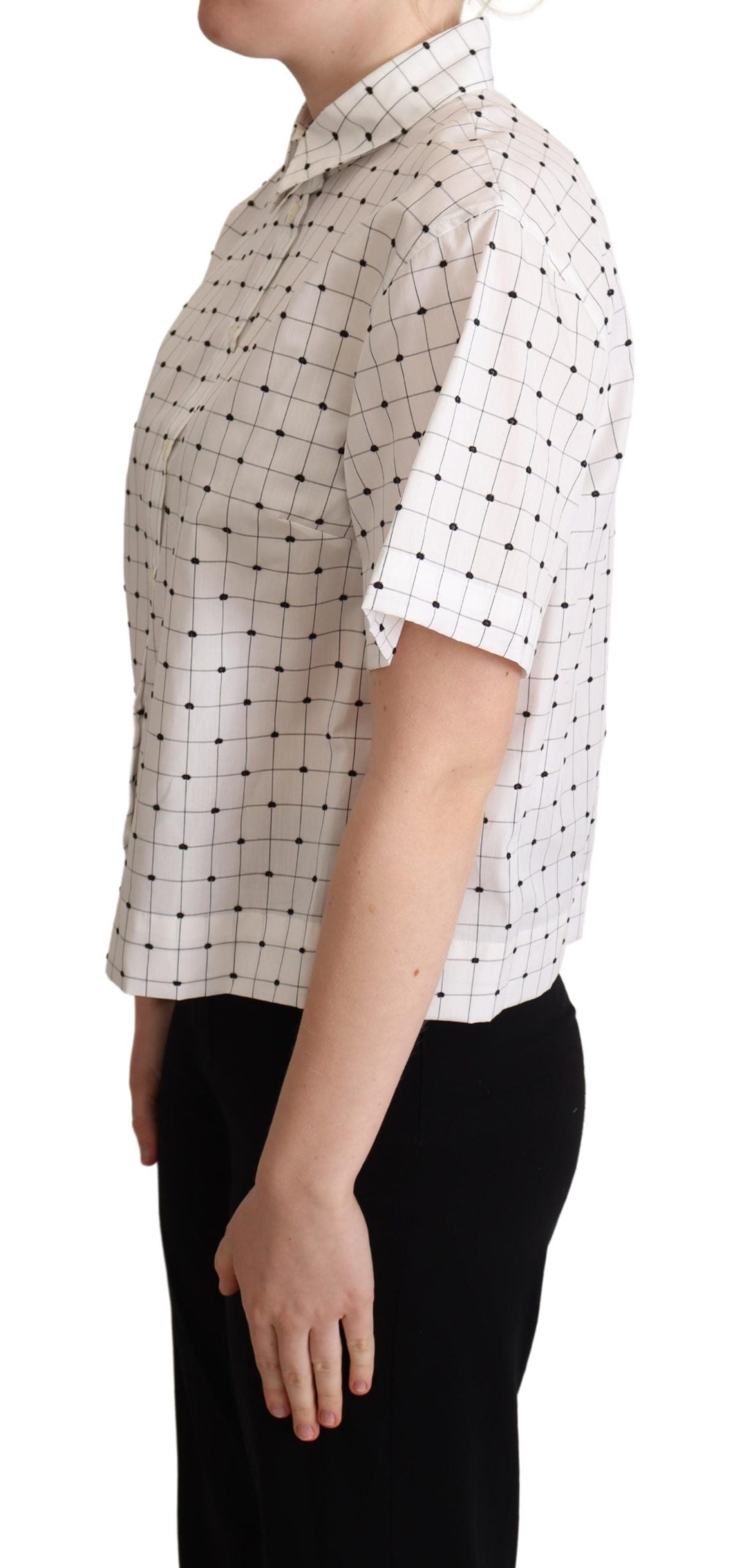 Dolce & Gabbana White polka dot shirt with collar made of cotton-2
