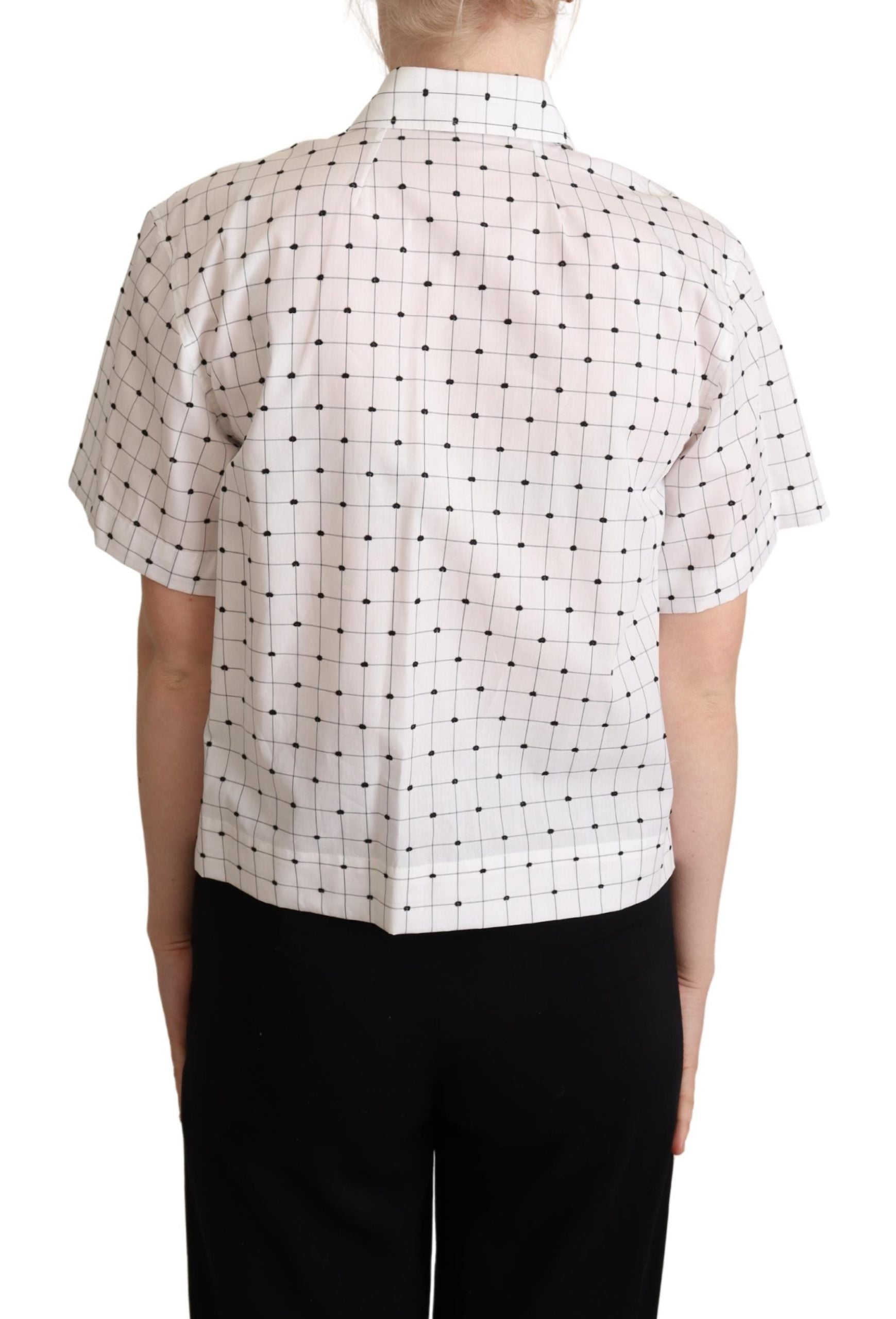 Dolce & Gabbana White polka dot shirt with collar made of cotton-3