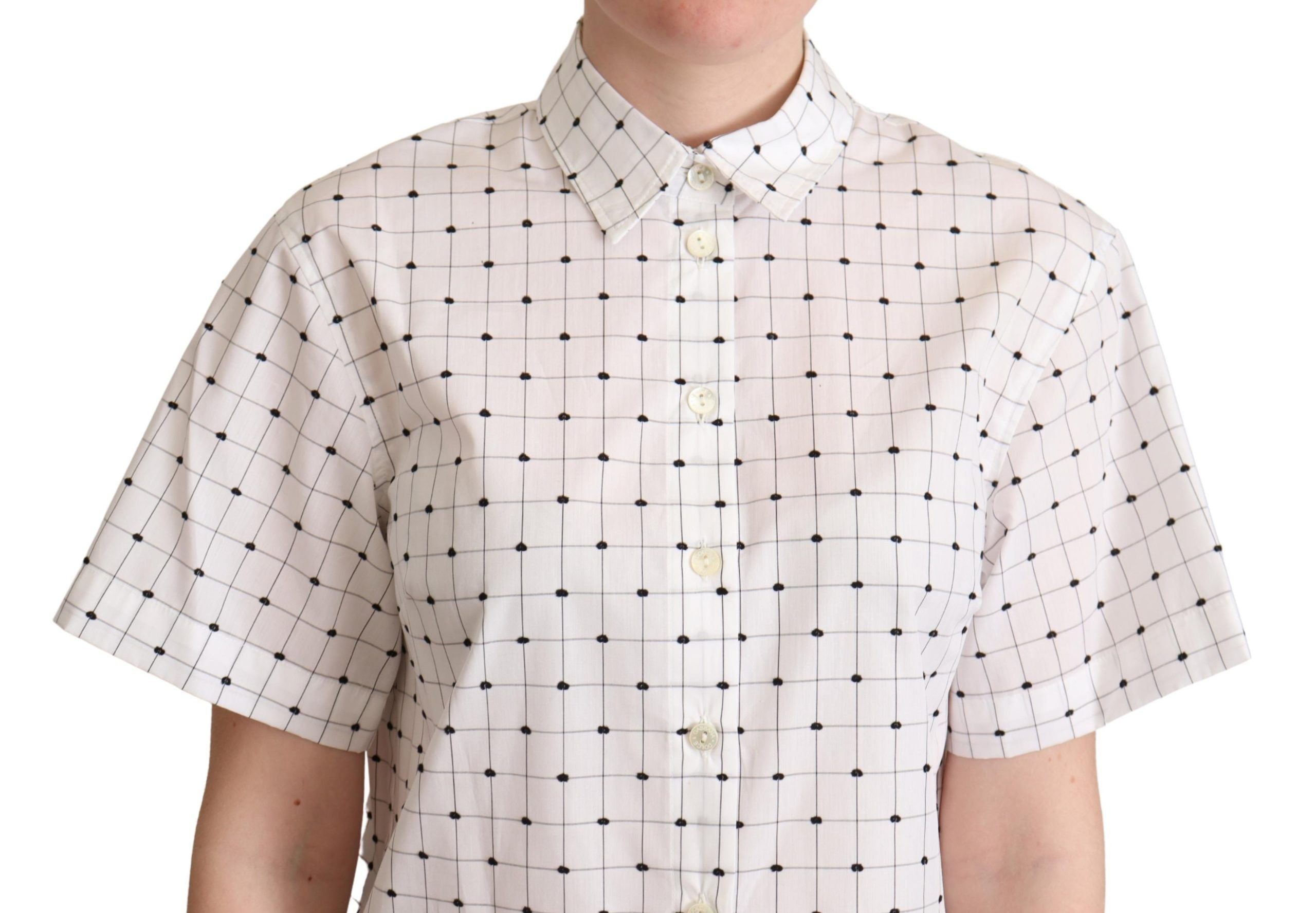 Dolce & Gabbana White polka dot shirt with collar made of cotton-4
