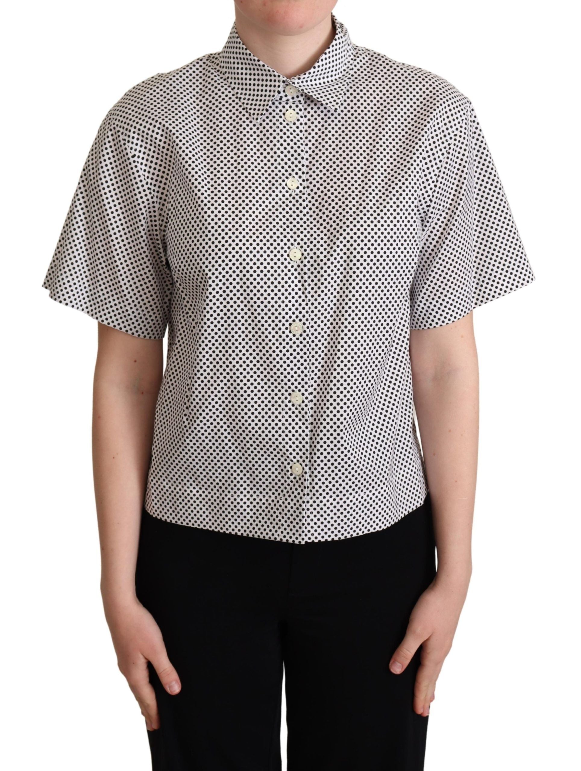 Dolce & Gabbana Black Polka Dot Shirt with White Collar-1