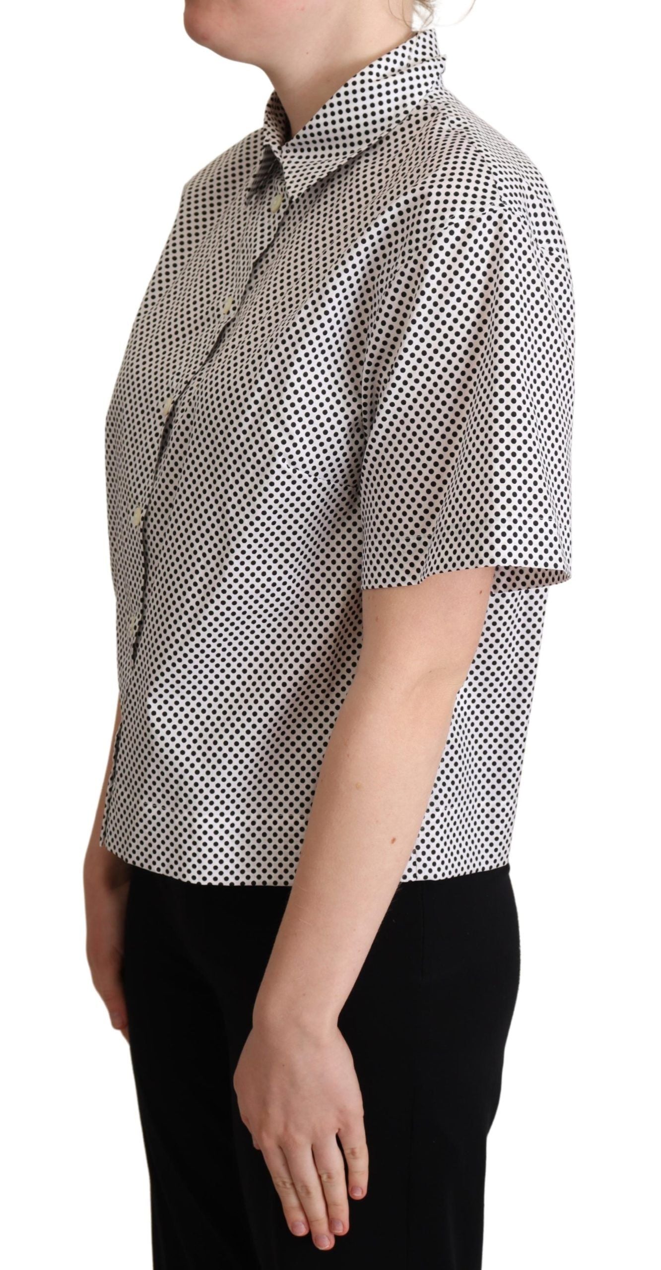 Dolce & Gabbana Black Polka Dot Shirt with White Collar-2