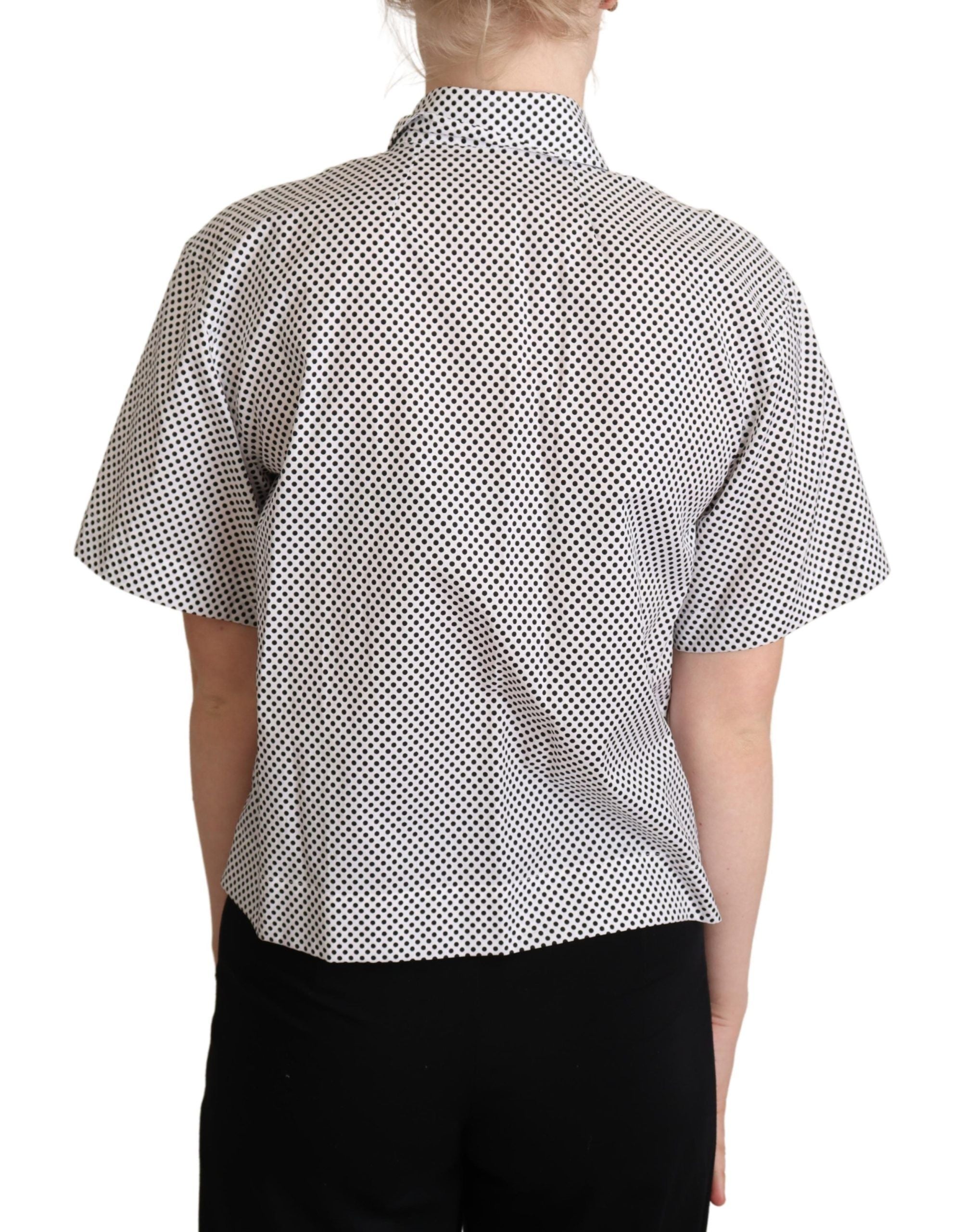 Dolce & Gabbana Black Polka Dot Shirt with White Collar-3
