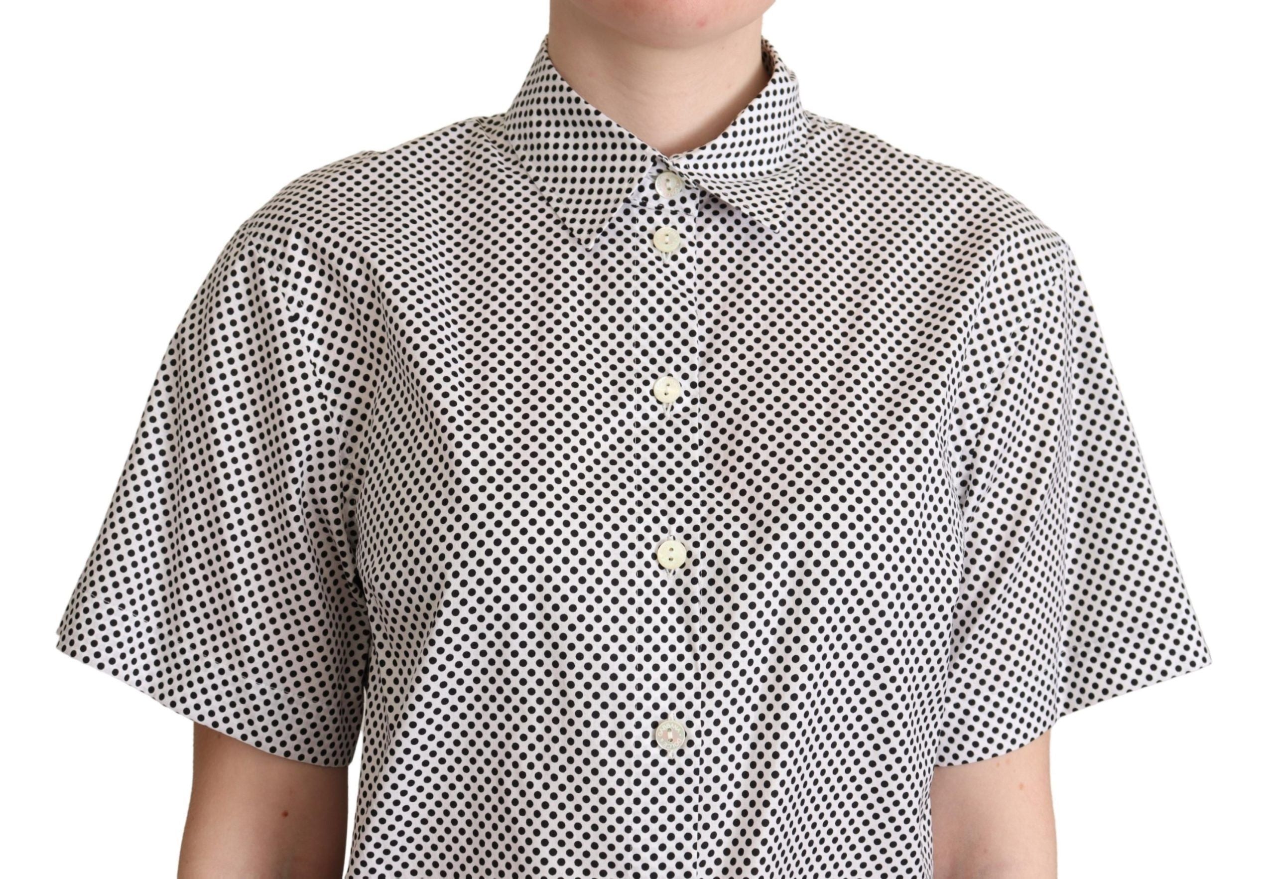 Dolce & Gabbana Black Polka Dot Shirt with White Collar-4