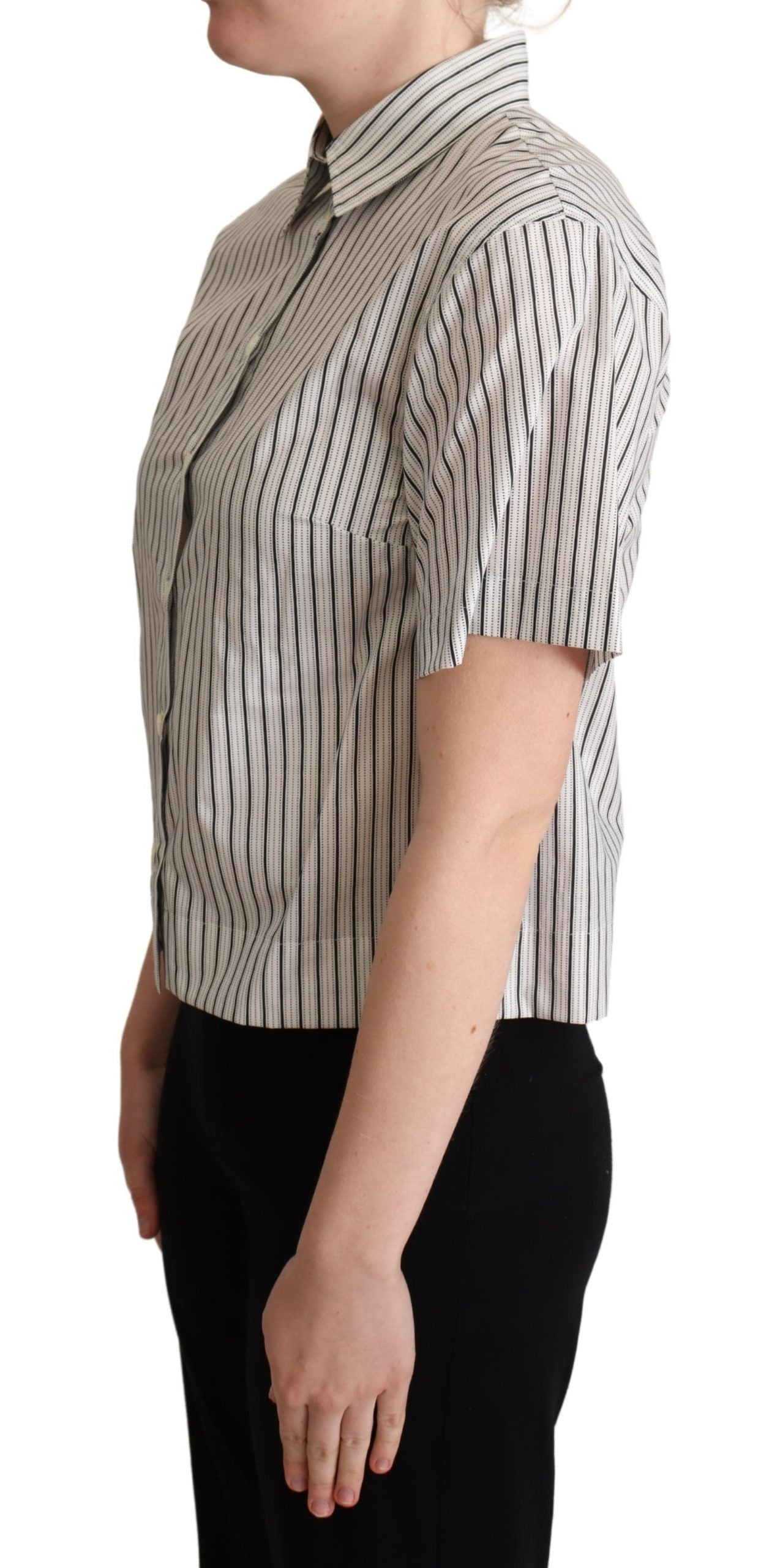 Dolce & Gabbana white and black striped shirt with collar-2