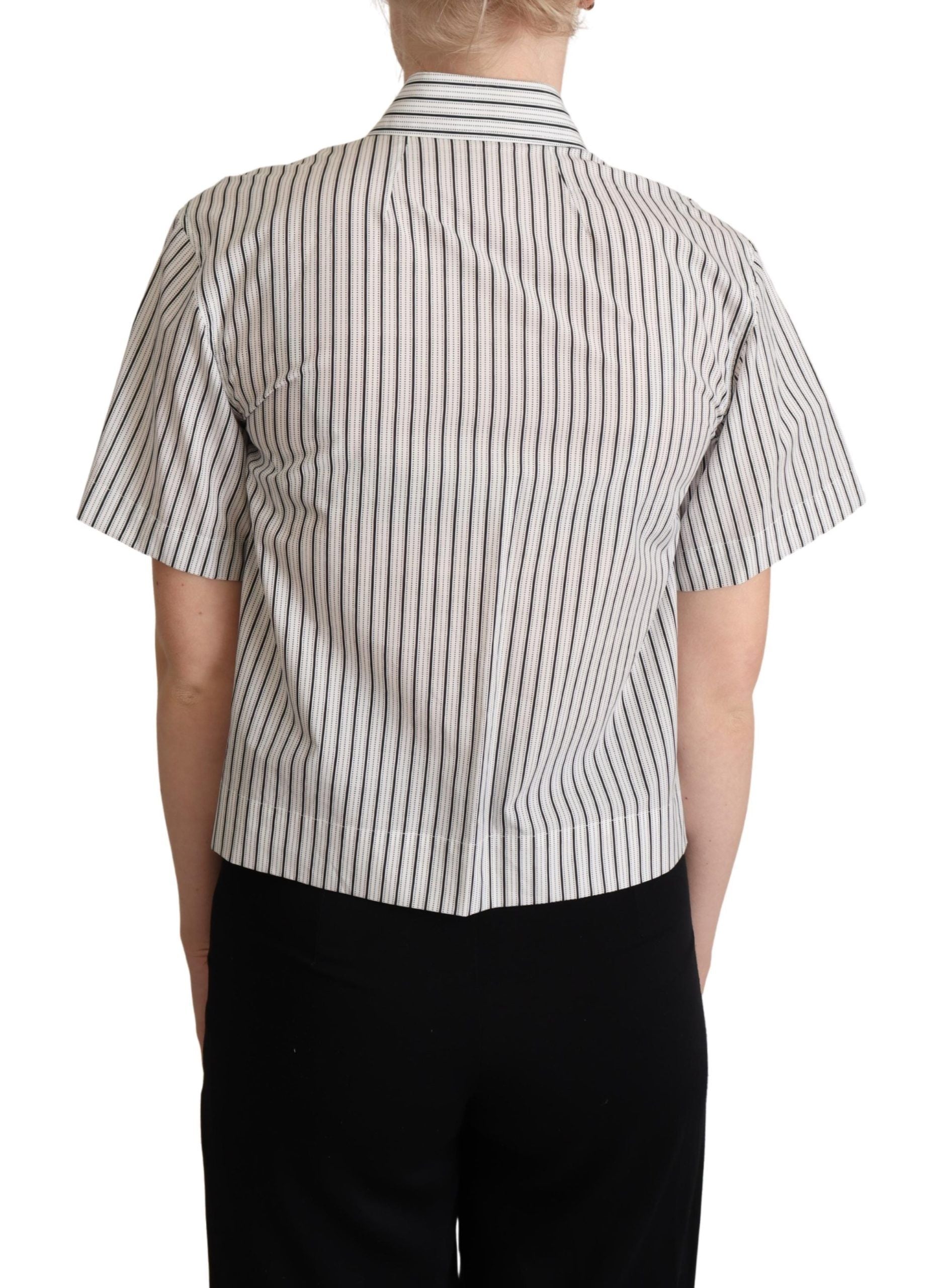 Dolce & Gabbana white and black striped shirt with collar-3