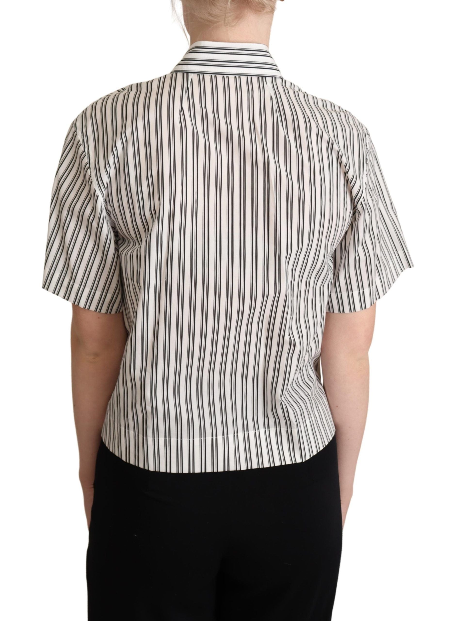 Dolce & Gabbana Weiß Schwarz Gestreiftes Hemd Bluse Top-3