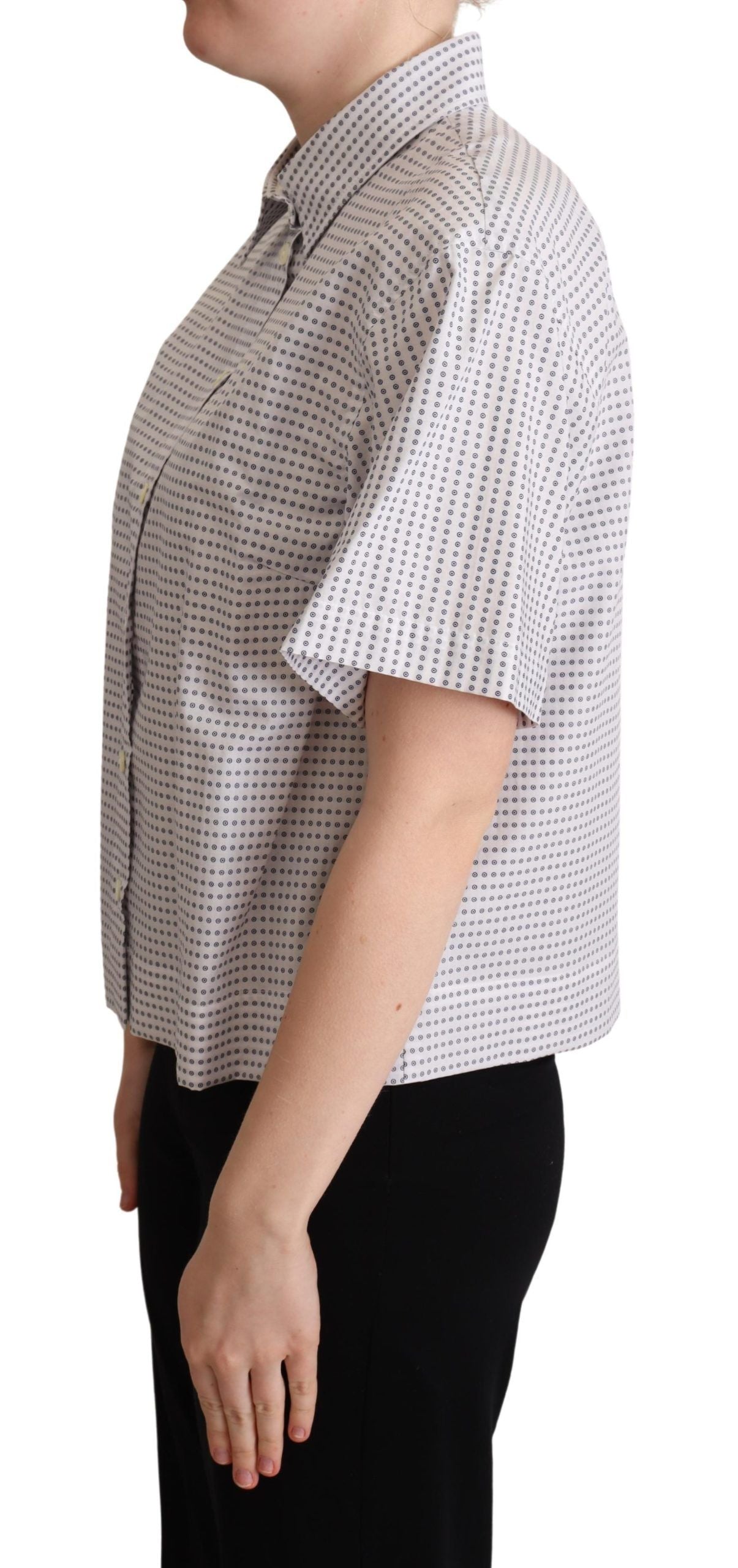 Dolce & Gabbana White polka dot blouse shirt with collar-2
