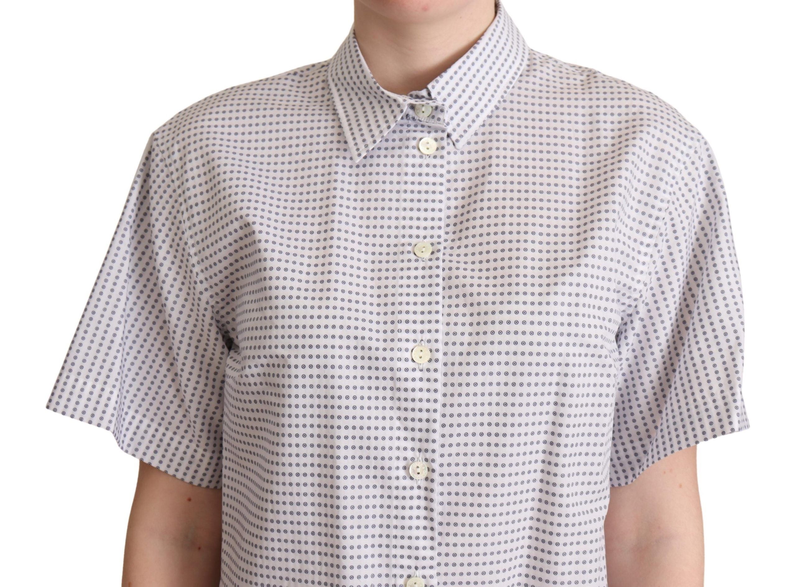 Dolce & Gabbana White polka dot blouse shirt with collar-4
