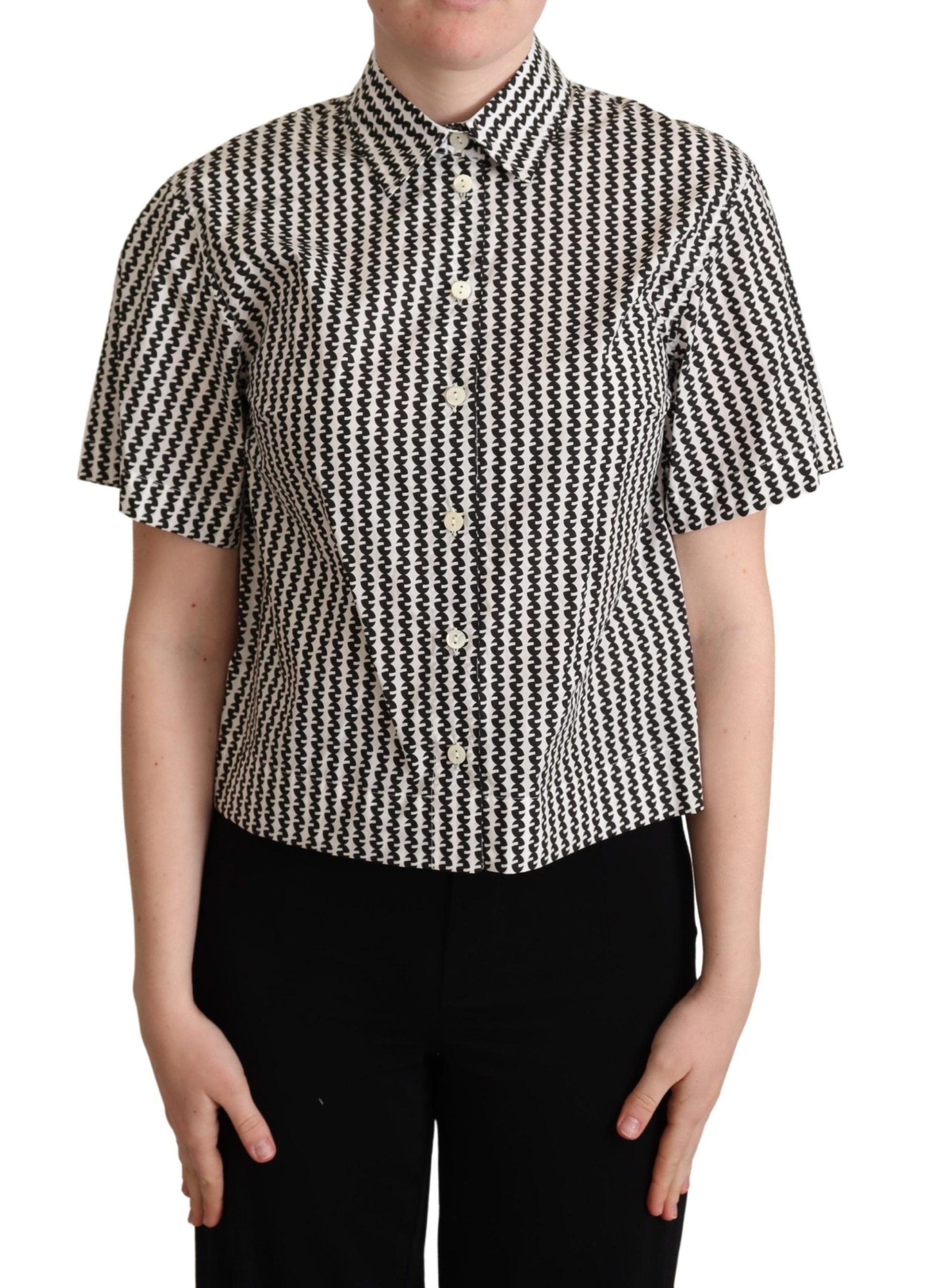 Dolce & Gabbana Weiß Schwarz Fantasie Muster Shirt-1