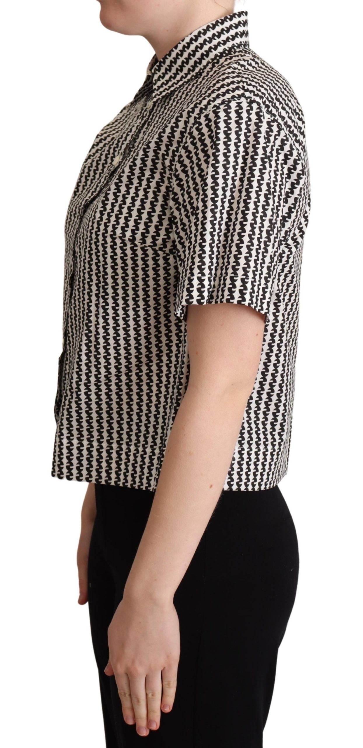 Dolce & Gabbana Weiß Schwarz Fantasie Muster Shirt-2