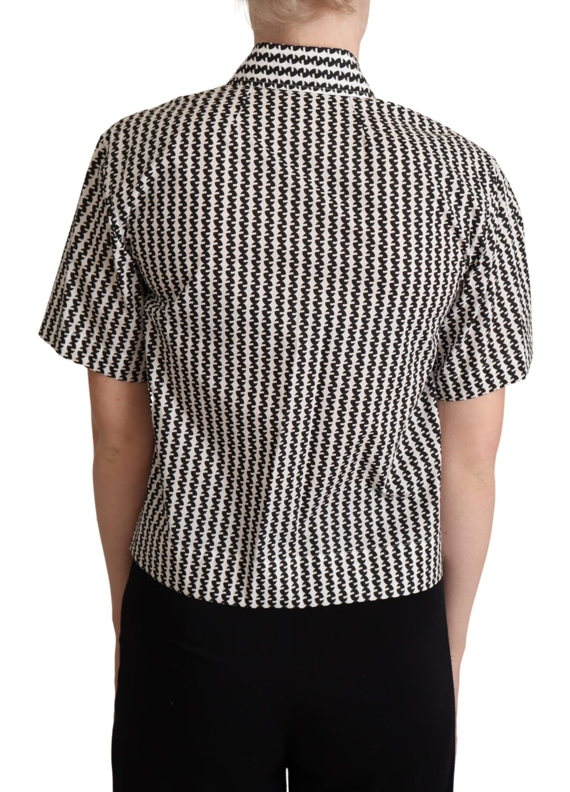 Dolce & Gabbana Weiß Schwarz Fantasie Muster Shirt-3