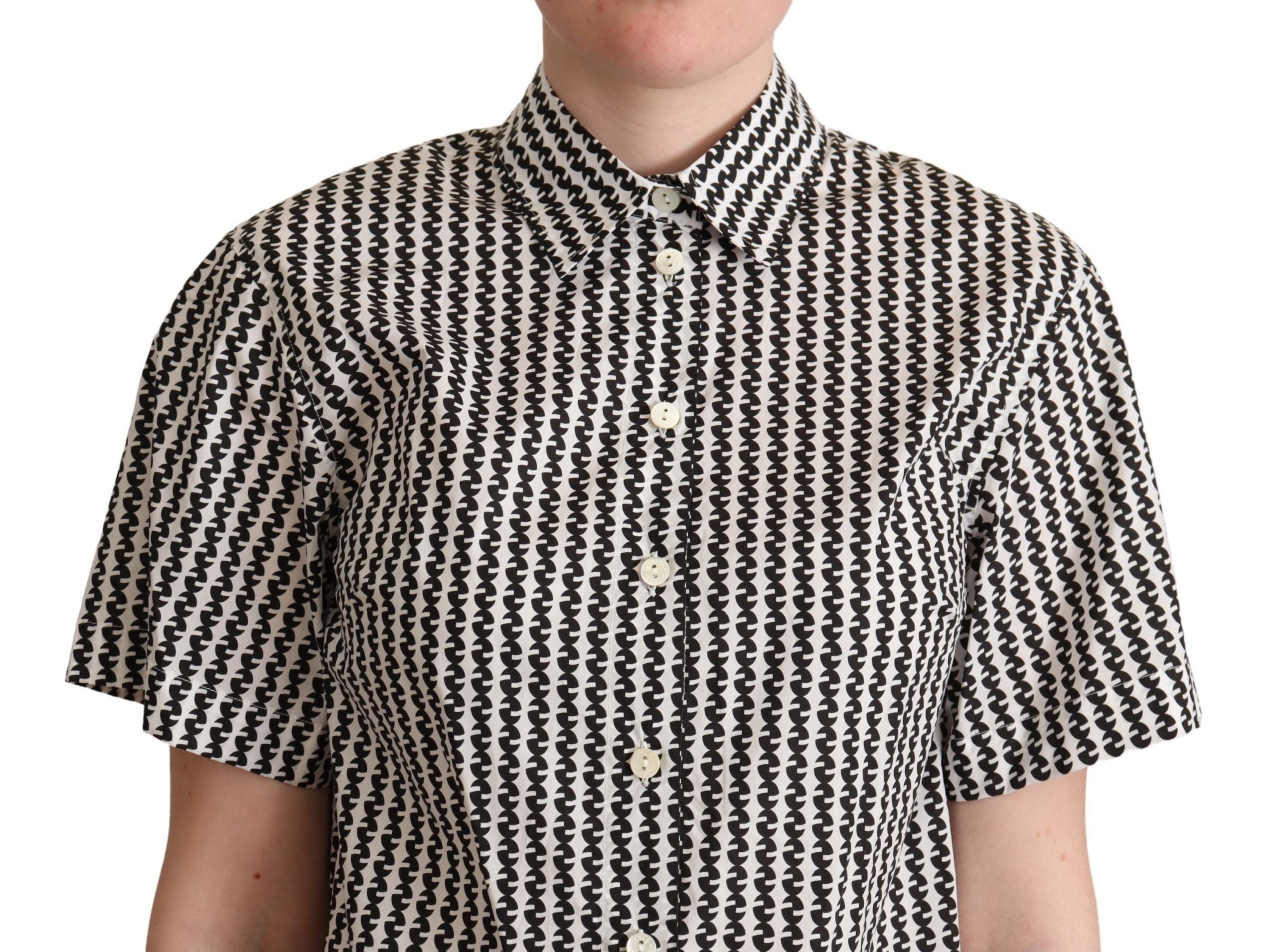 Dolce & Gabbana Weiß Schwarz Fantasie Muster Shirt-4