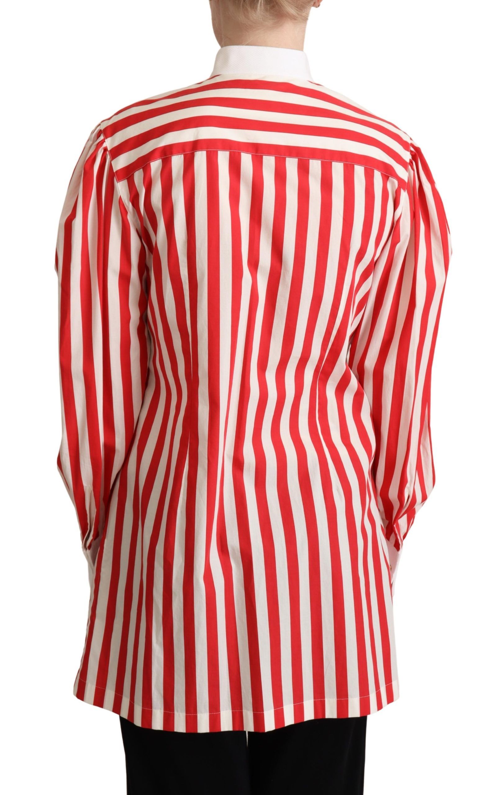 Dolce & Gabbana Red and White Striped Long-Sleeve Formal Shirt-3