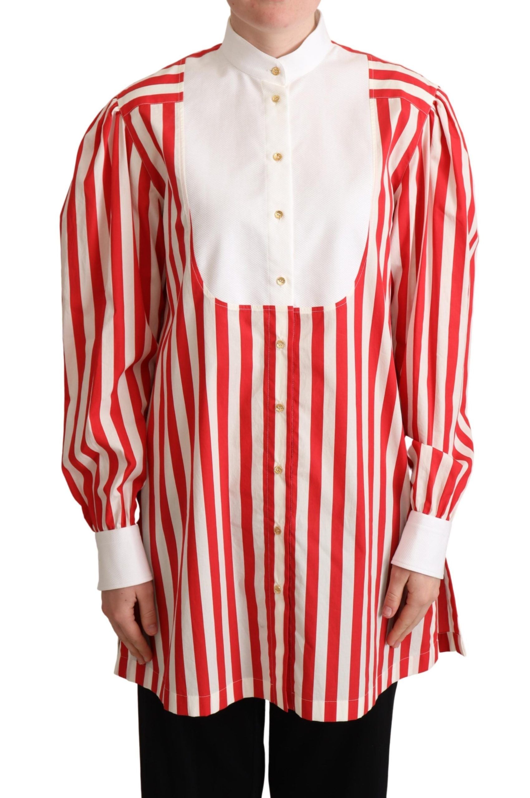Dolce & Gabbana Red and White Striped Long-Sleeve Formal Shirt-1