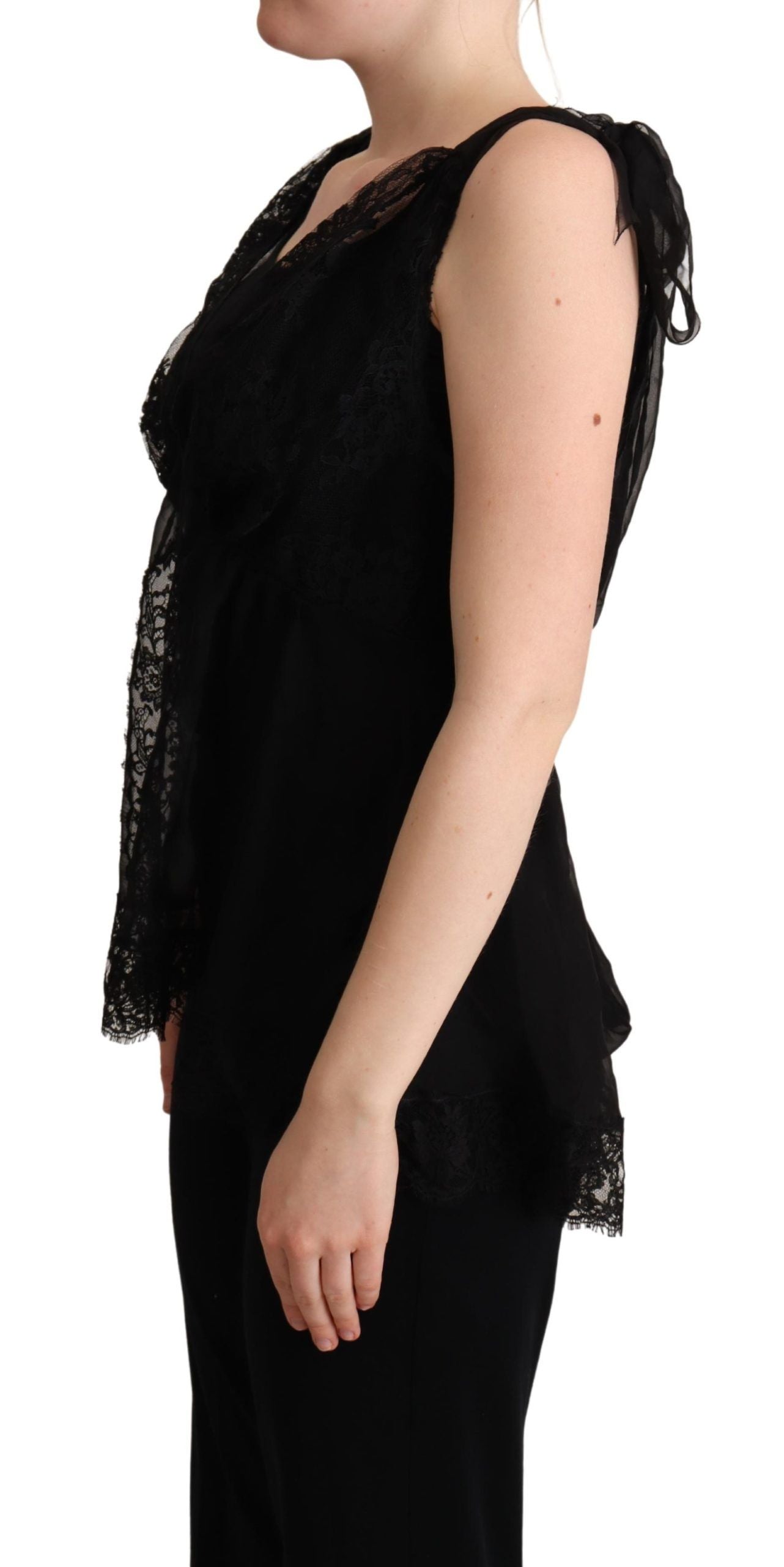 Dolce & Gabbana Black Silk Lace Camisole Top-3