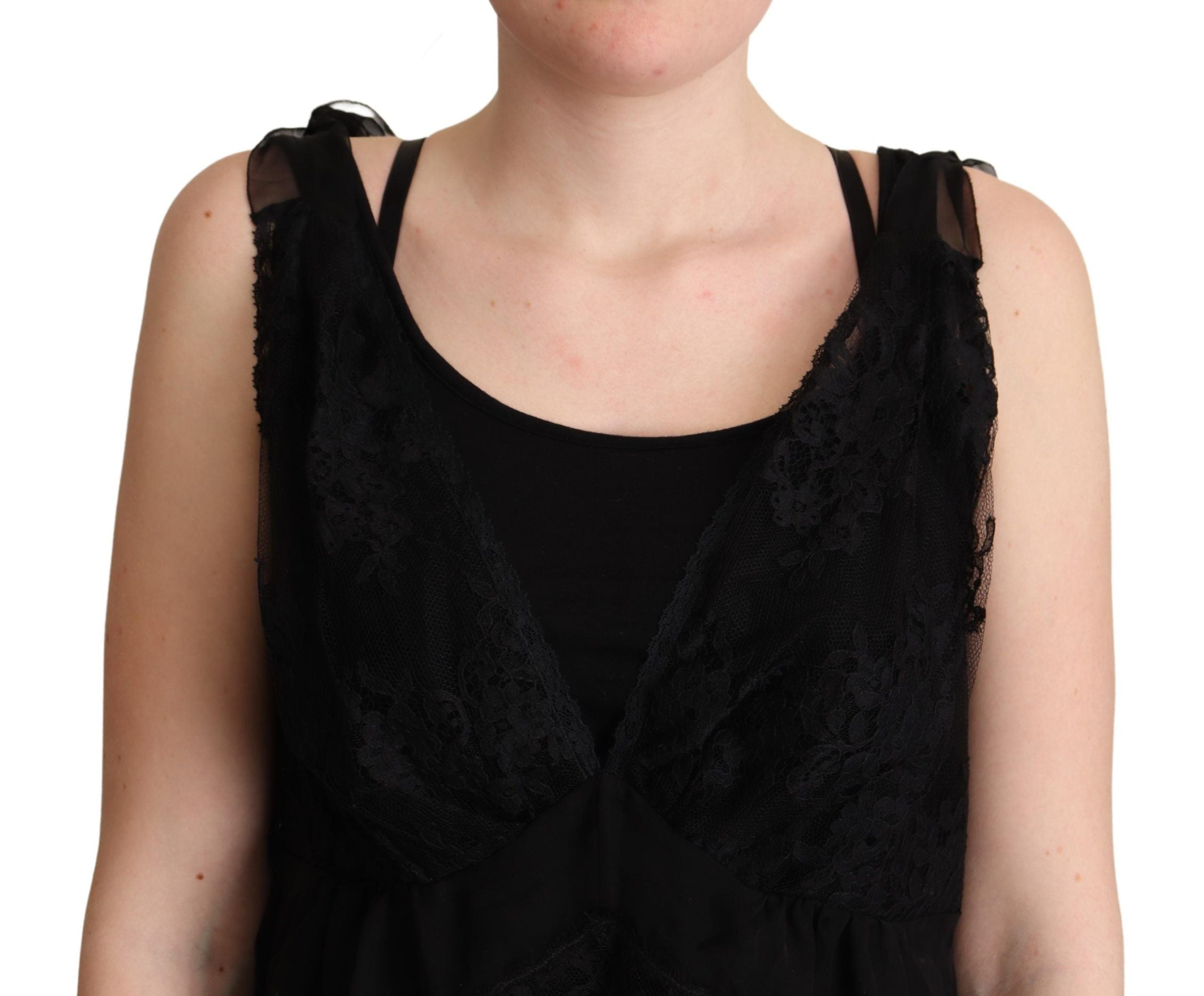 Dolce & Gabbana Black Silk Lace Camisole Top-4
