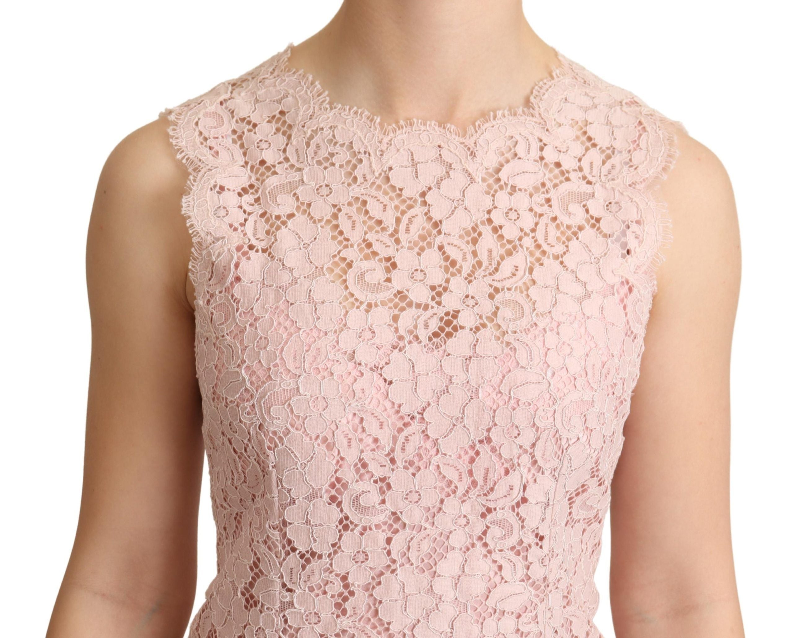 Dolce & Gabbana Pink Floral Lace Sleeveless Tank Blouse Top-4