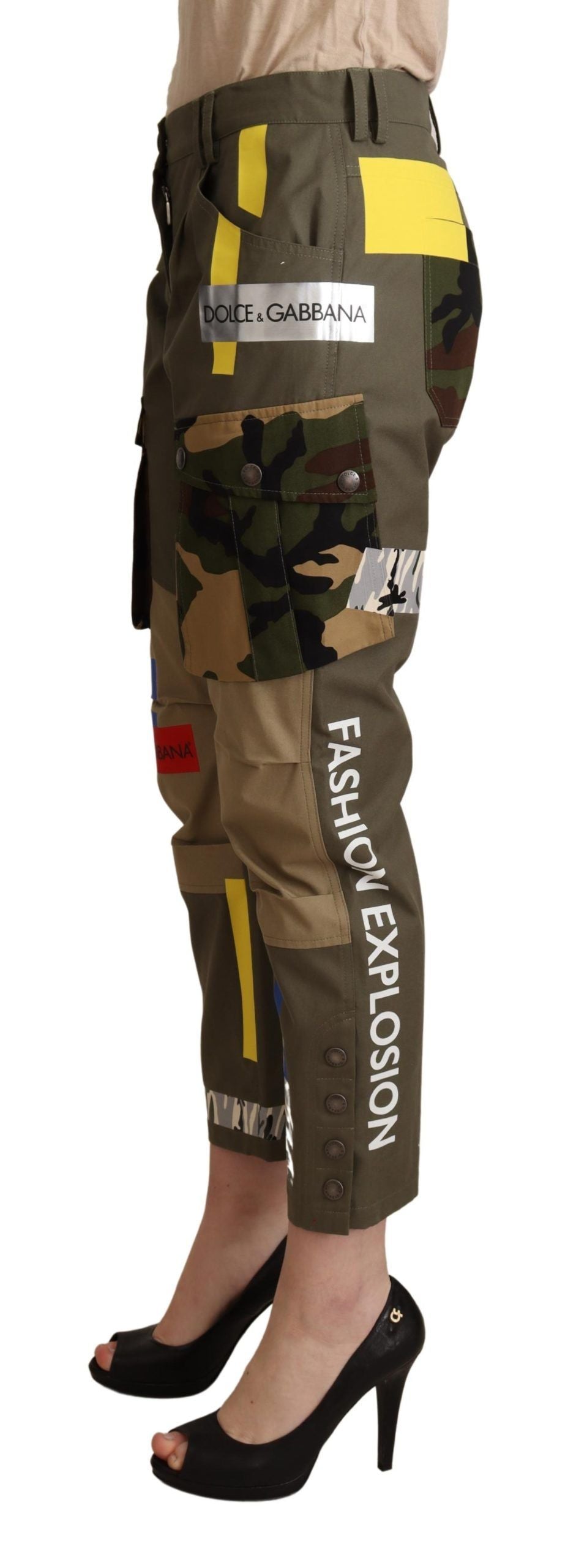 Dolce & Gabbana Green Military Cargo Trousers Cotton Trousers-2