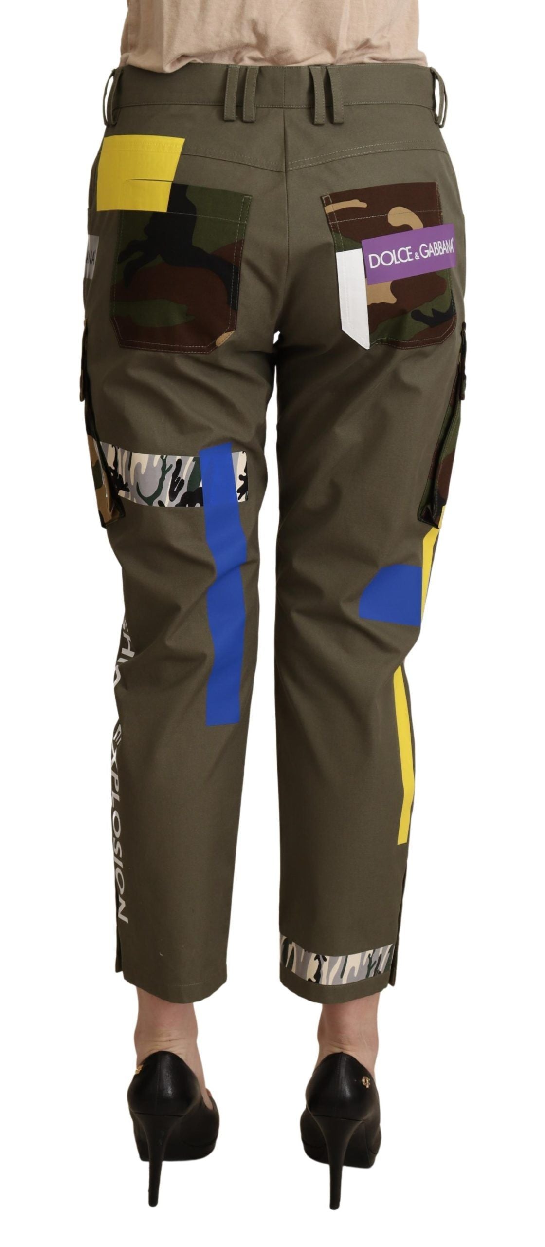 Dolce & Gabbana Green Military Cargo Trousers Cotton Trousers-3