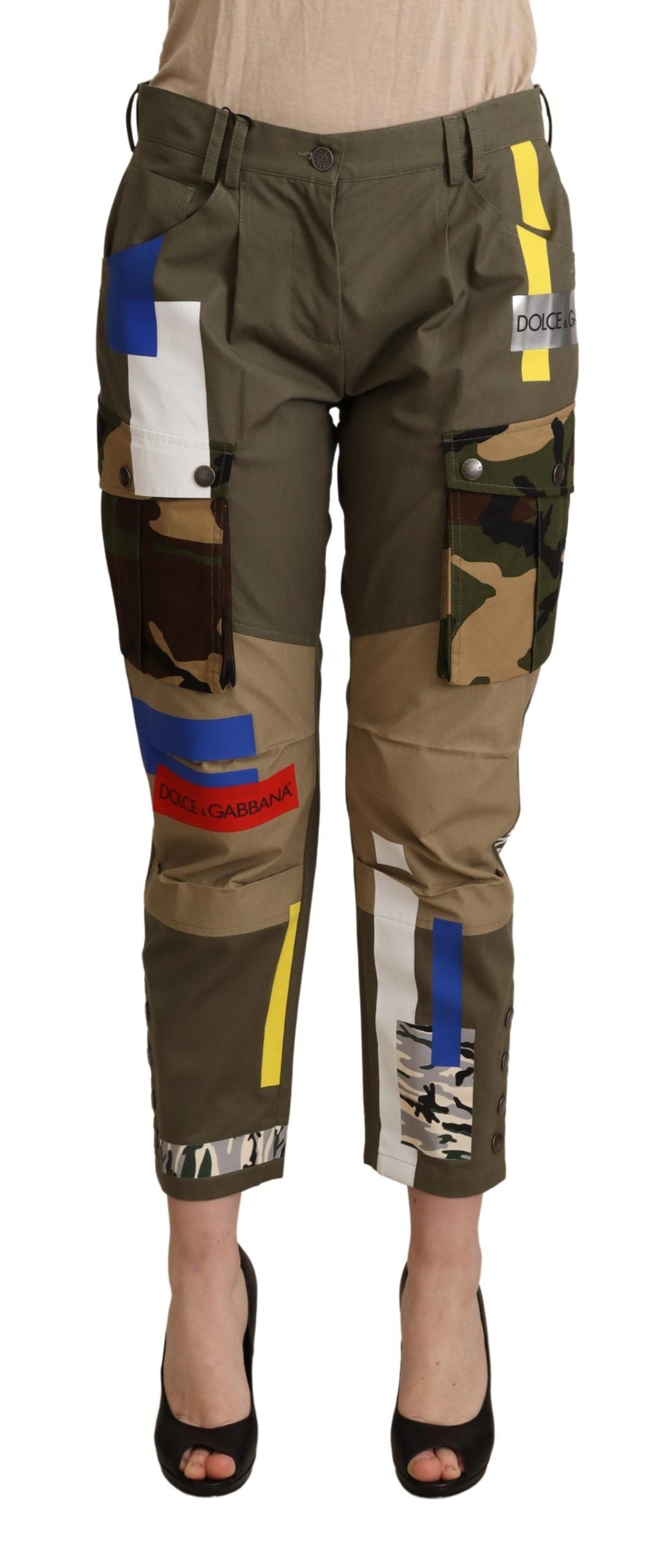 Dolce & Gabbana Green Military Cargo Trousers Cotton Trousers
