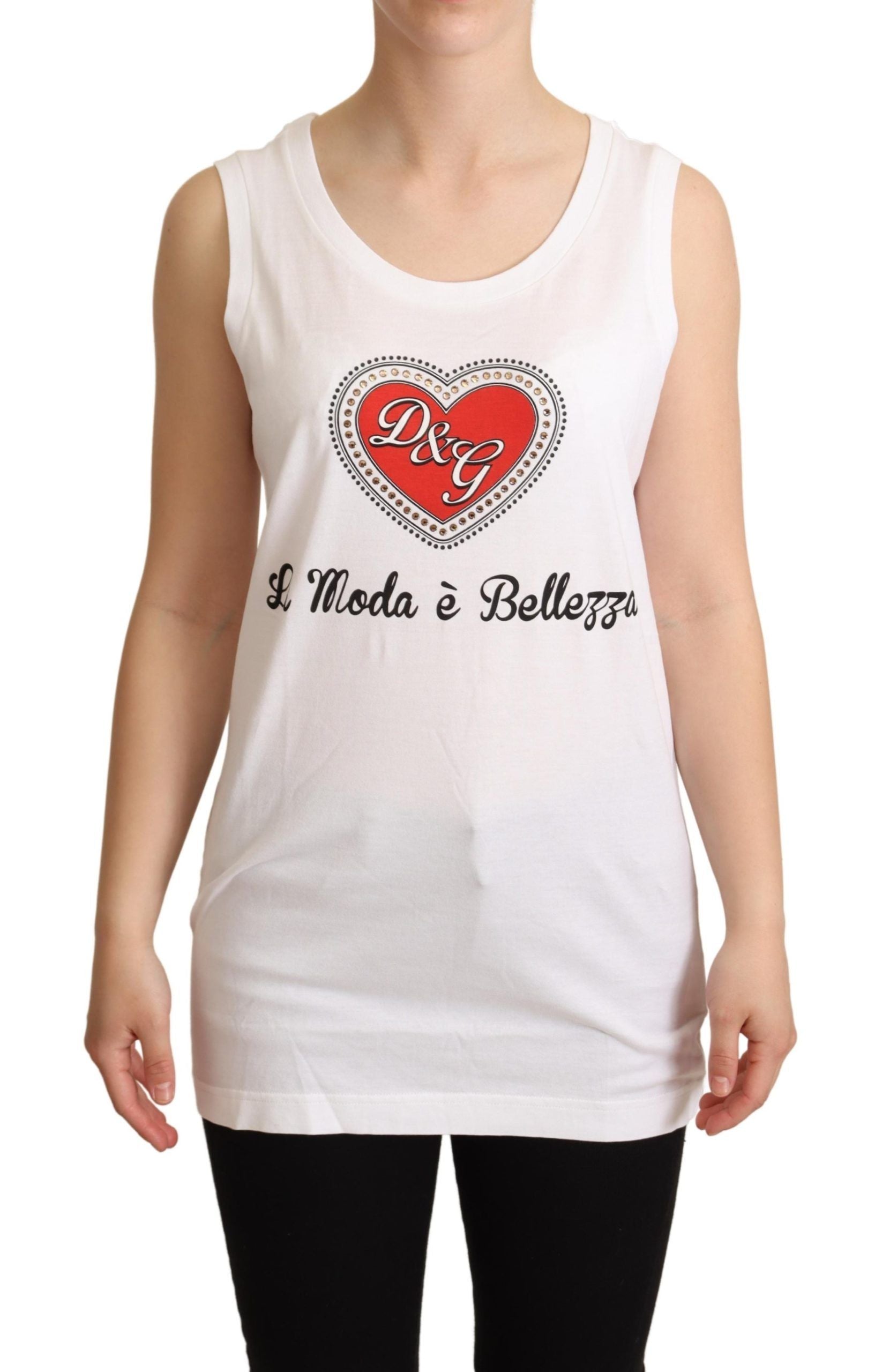 Dolce & Gabbana White La Moda Crystal Tank Top-1