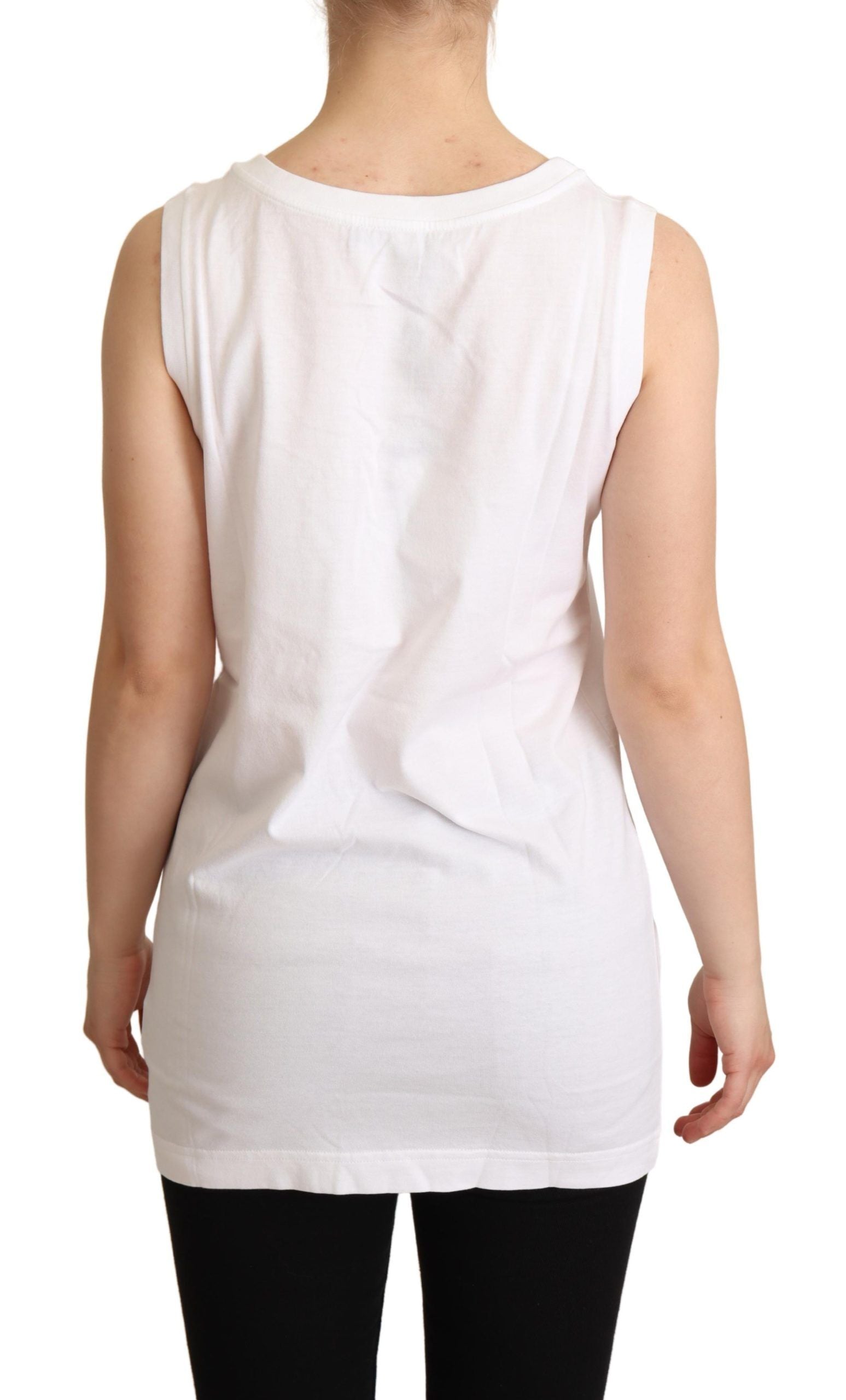 Dolce & Gabbana White La Moda Crystal Tank Top-3